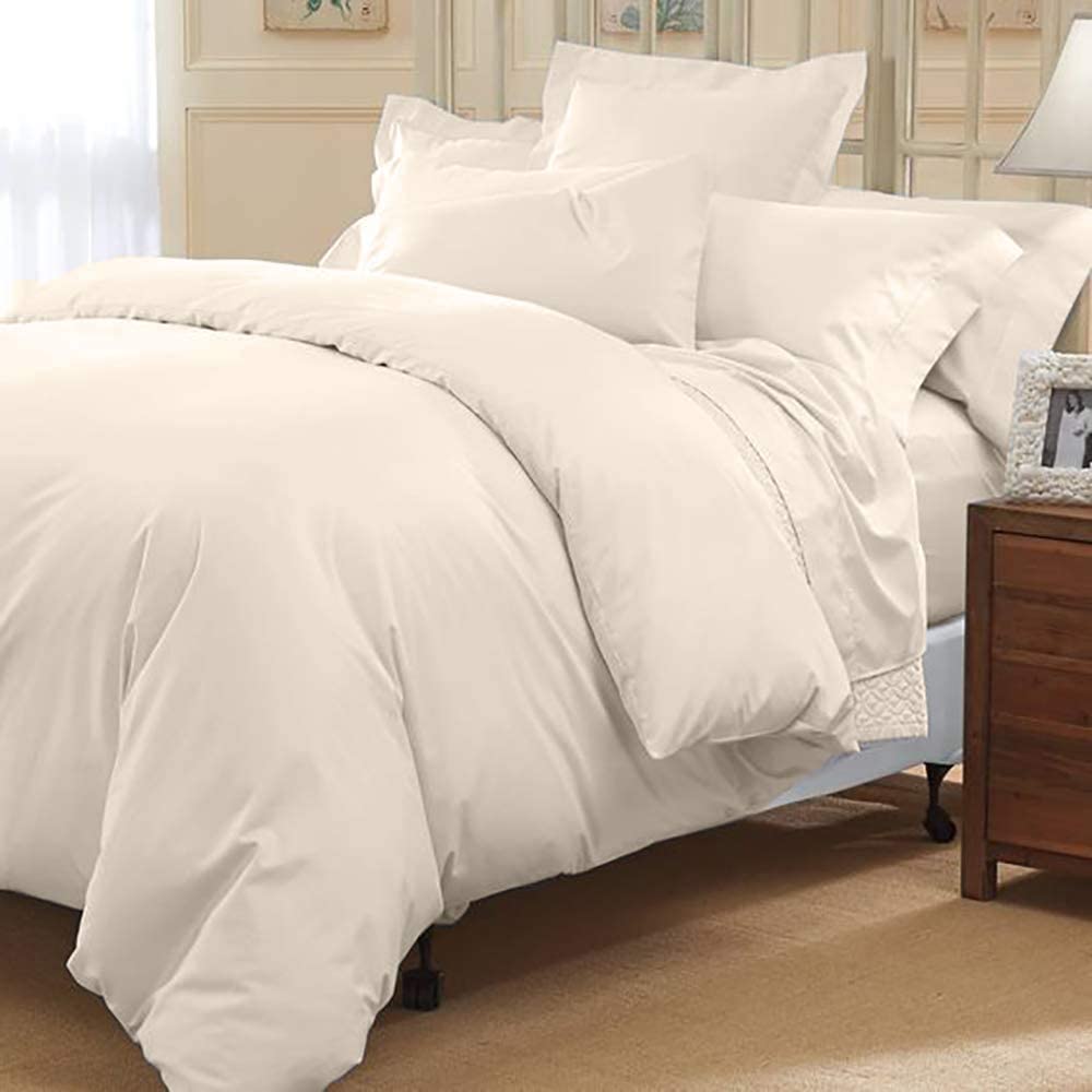 Price:$95.99  3 Piece Duvet Cover Set 100% Egyptian Cotton 800 Thread Count Premium Quilt Insert Corner Ties with 2 Pillow Shams Solid Luxury Hotel Bedding Collection (King/California King, Ivory) : Home & Kitchen