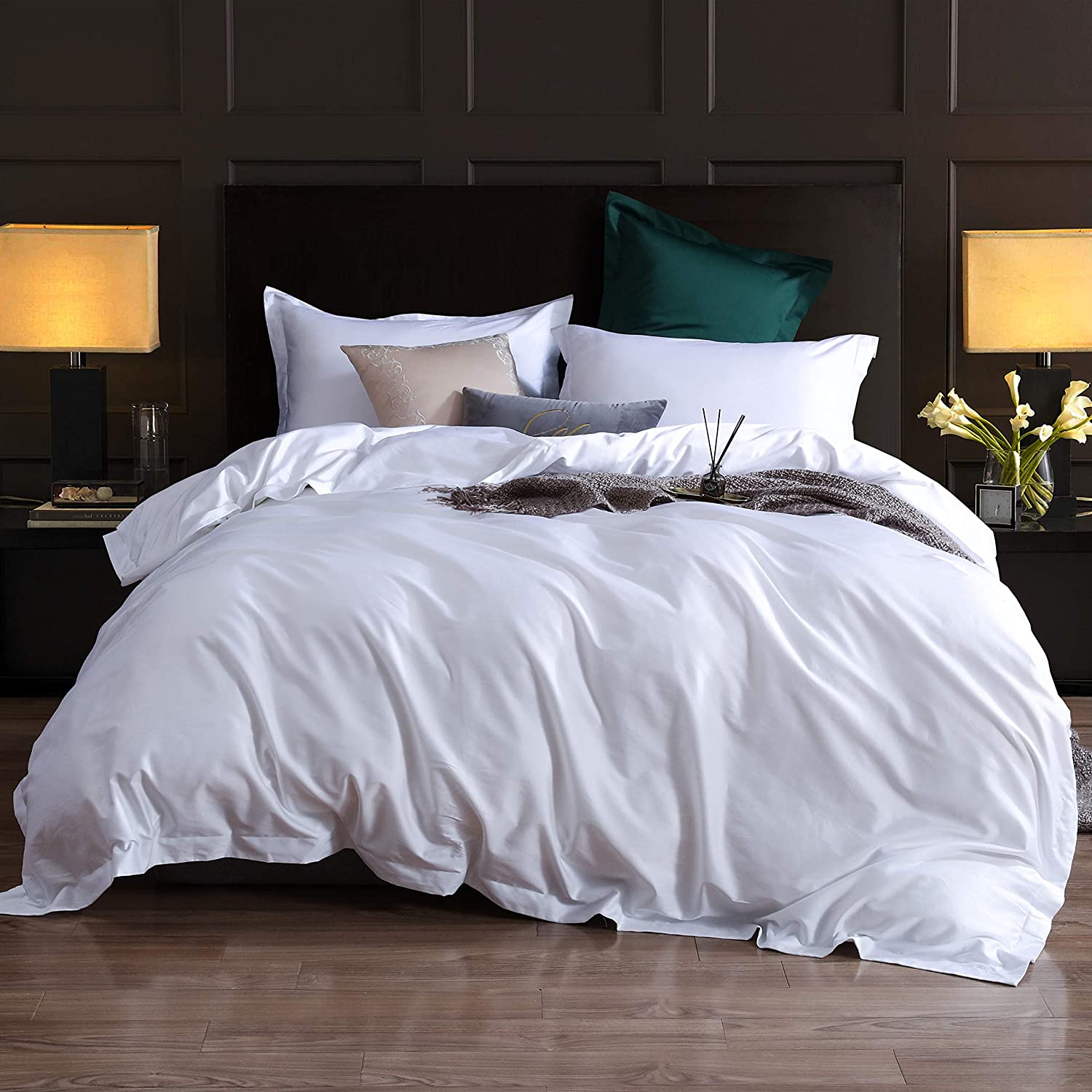 Price:$169.99  Cover Set King,3 Piece Bedding Sets 100% Egyptian Cotton 1200 Thread Count 1 Comforter Cover and 2 Pillow Cases,White-106x90Inches : Home & Kitchen