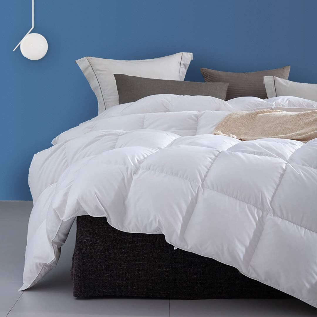 Price:$75.90  Organic Cotton Feathers Down Comforter Queen, All Season Medium Warm Feathers Down Duvet Insert for Full/Queen Bed, 90x90, Ivory White : Home & Kitchen