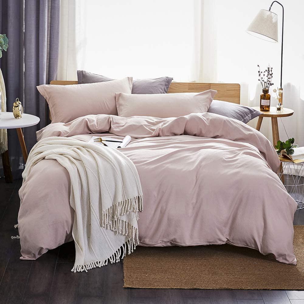 Price:$69.99 Dreaming Wapiti Duvet Cover King 100% Washed Microfiber 3 Piece Bedding Sets, Solid Color-Soft and Breathable with Zipper Closure & Corner Ties (Pink Mocha) : Home & Kitchen