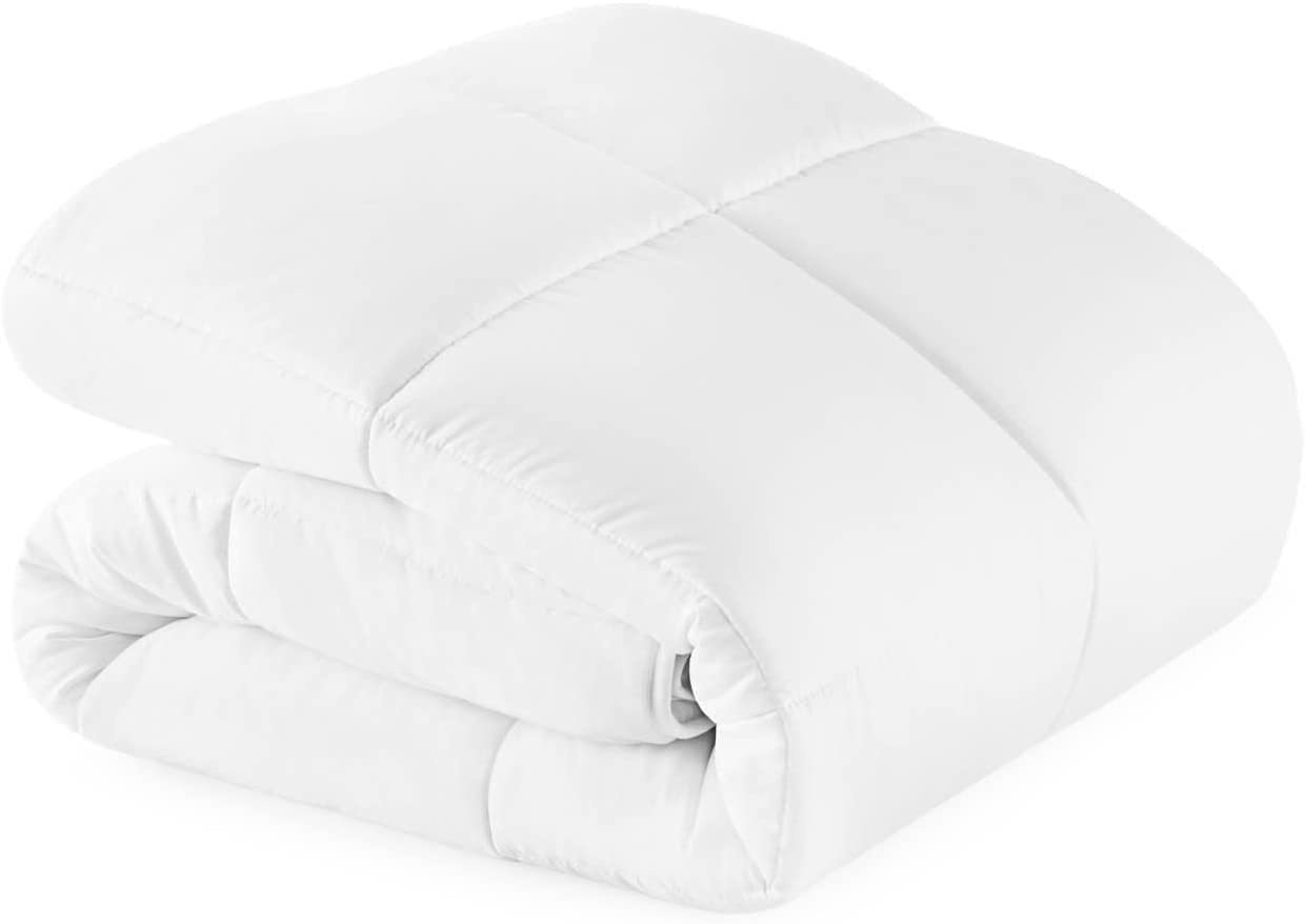Price:$38.99  Hypoallergenic Quilted Down Alternative Hotel-Style Use Insert or Stand-Alone Comforter-for All Seasons-Corner Duvet Tabs, King, Classic White : Home & Kitchen