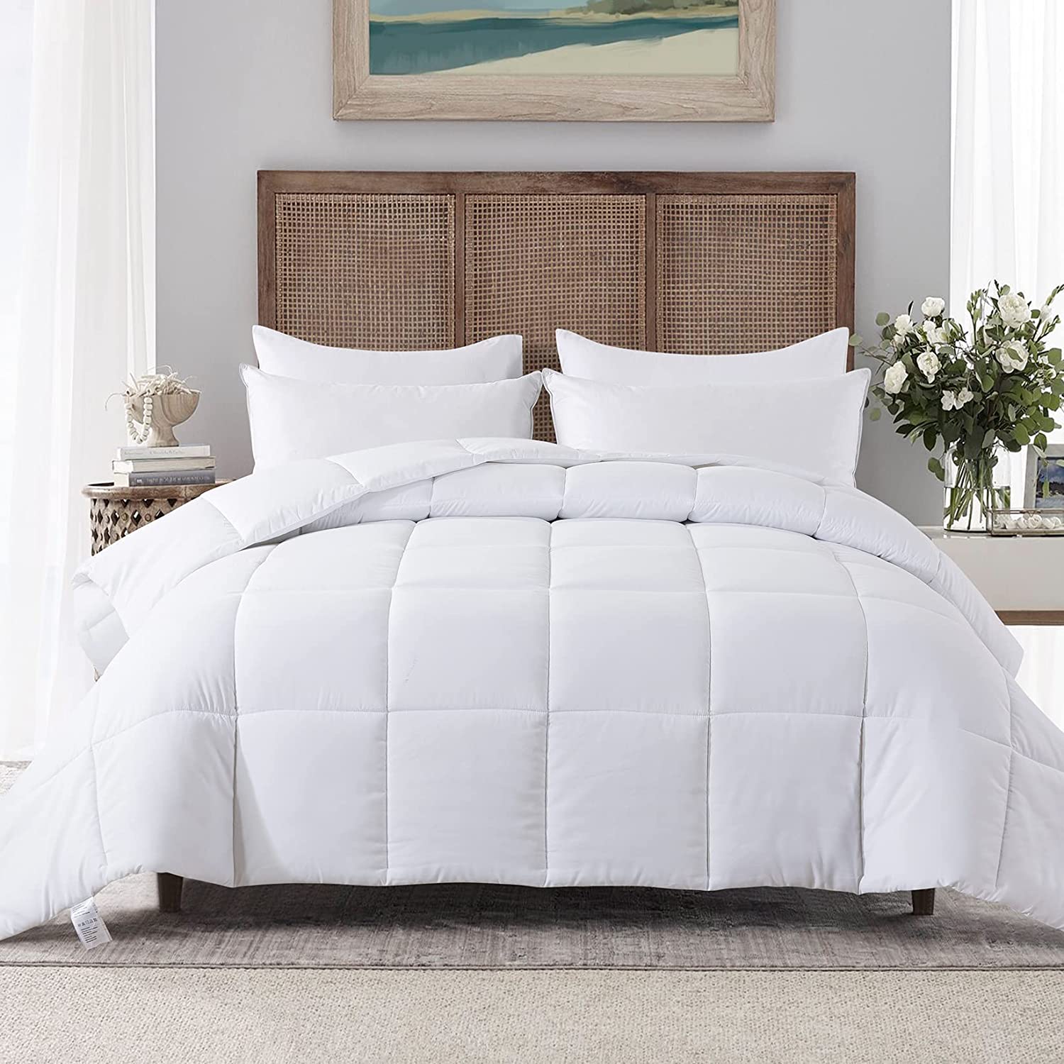 Price:$25.99  Twin Comforter Duvet Insert - All Season White Comforters Twin Size - Quilted Down Alternative Bedding Comforter with Corner Tabs - Winter Summer Fluffy Soft - Machine Washable : Home & Kitchen