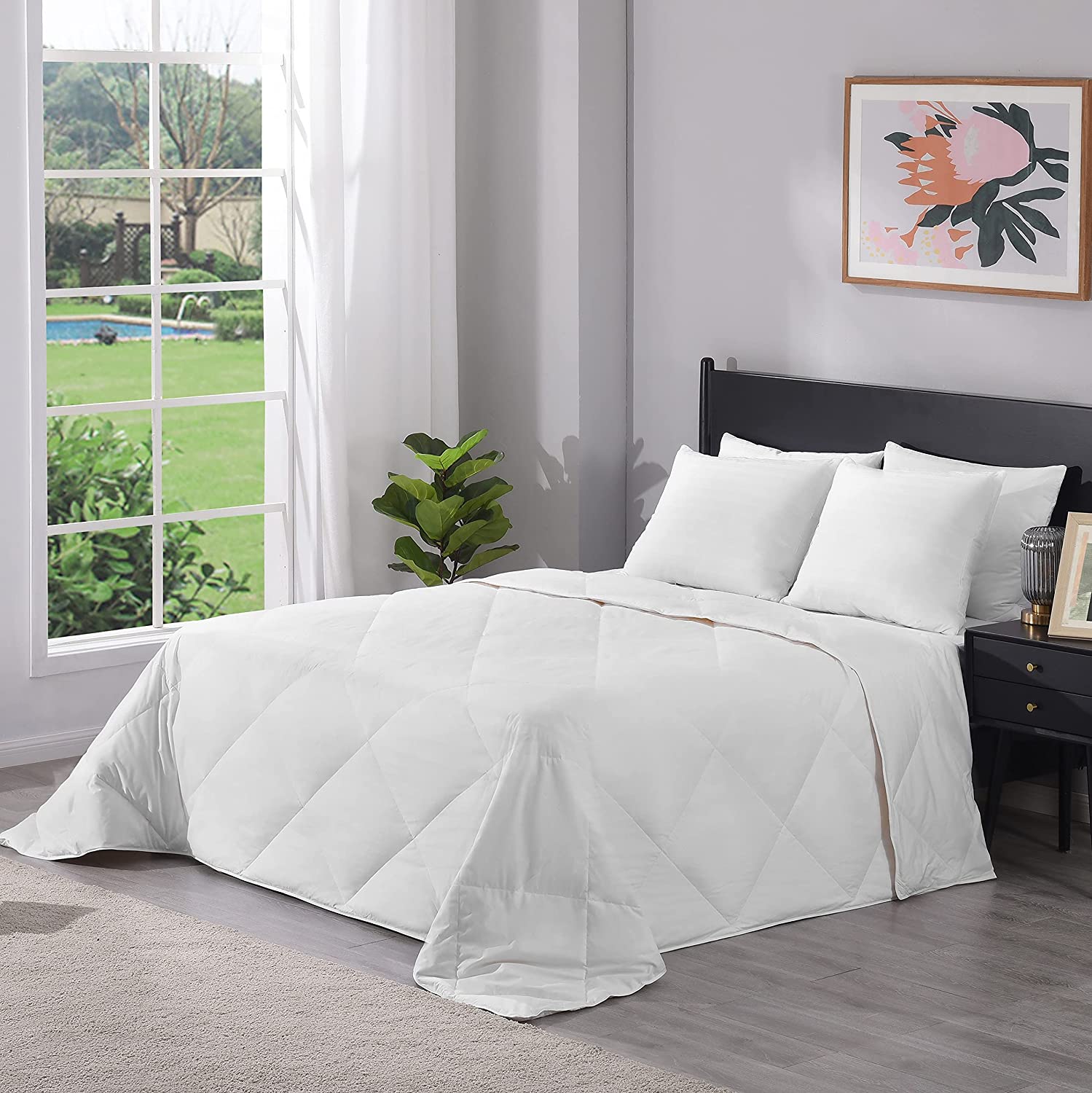 Price:$39.99  Lightweight Feather Down Comforter with Corner Tabs for Summer - 100% Cotton Cover White Duvet Insert King Size 104 x 88 : Home & Kitchen