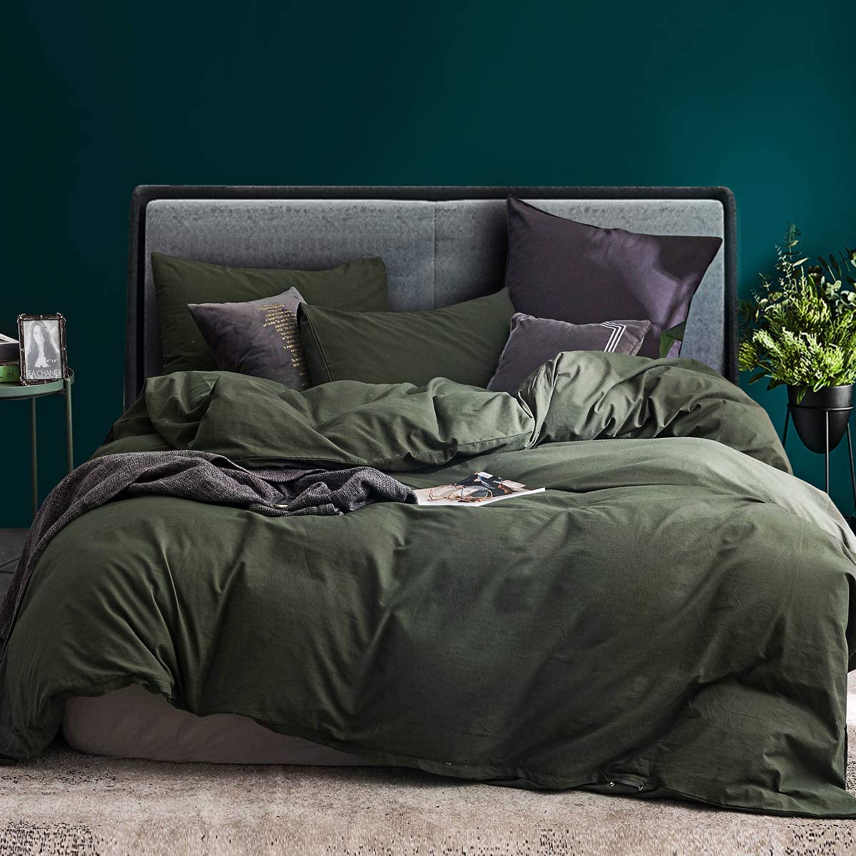 Price:$68.99 ECOCOTT 3 Pieces Duvet Cover Set Queen 100% Washed Cotton 1 Duvet Cover with Zipper and 2 Pillowcases, Ultra Soft and Easy Care Breathable Cozy Simple Style Bedding Set (Avocado Green) : Home & Kitchen