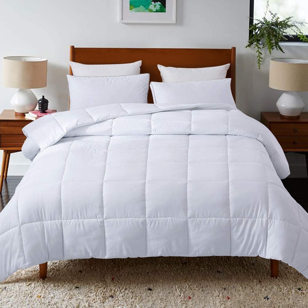 Price:$32.99 DOWNCOOL Down Alternative Quilted Comforter- White Lightweight Duvet Insert or Stand-Alone Comforter with Corner Duvet Tabs, Queen 88x92 Inches : Home & Kitchen