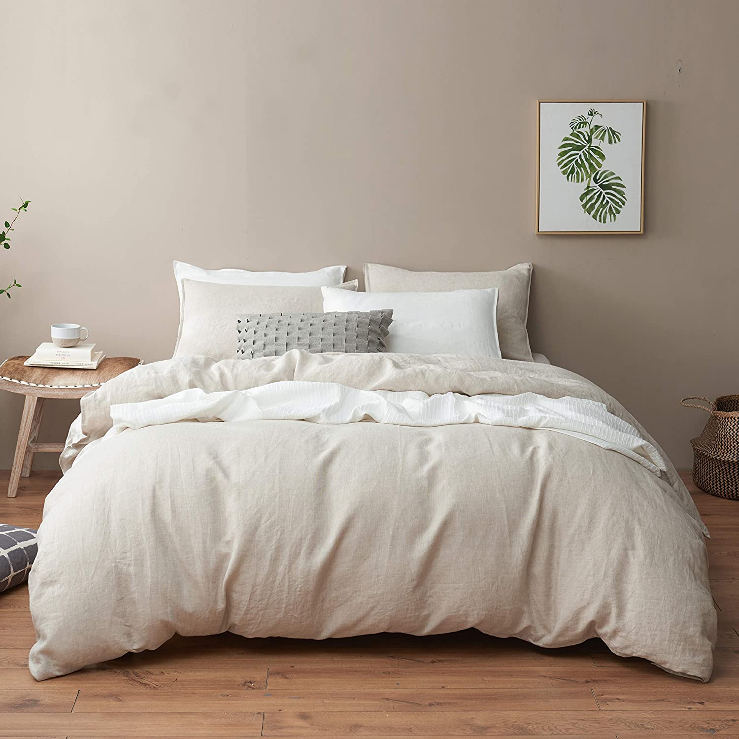 Price:$144.99  Pure Linen Duvet Cover Set, 100% Natural French Linen from Normandy, Breathable and Durable for Hot Sleepers, 1 Duvet Cover and 2 Pillowcases (Natural Linen, Full/Queen) : Home & Kitchen