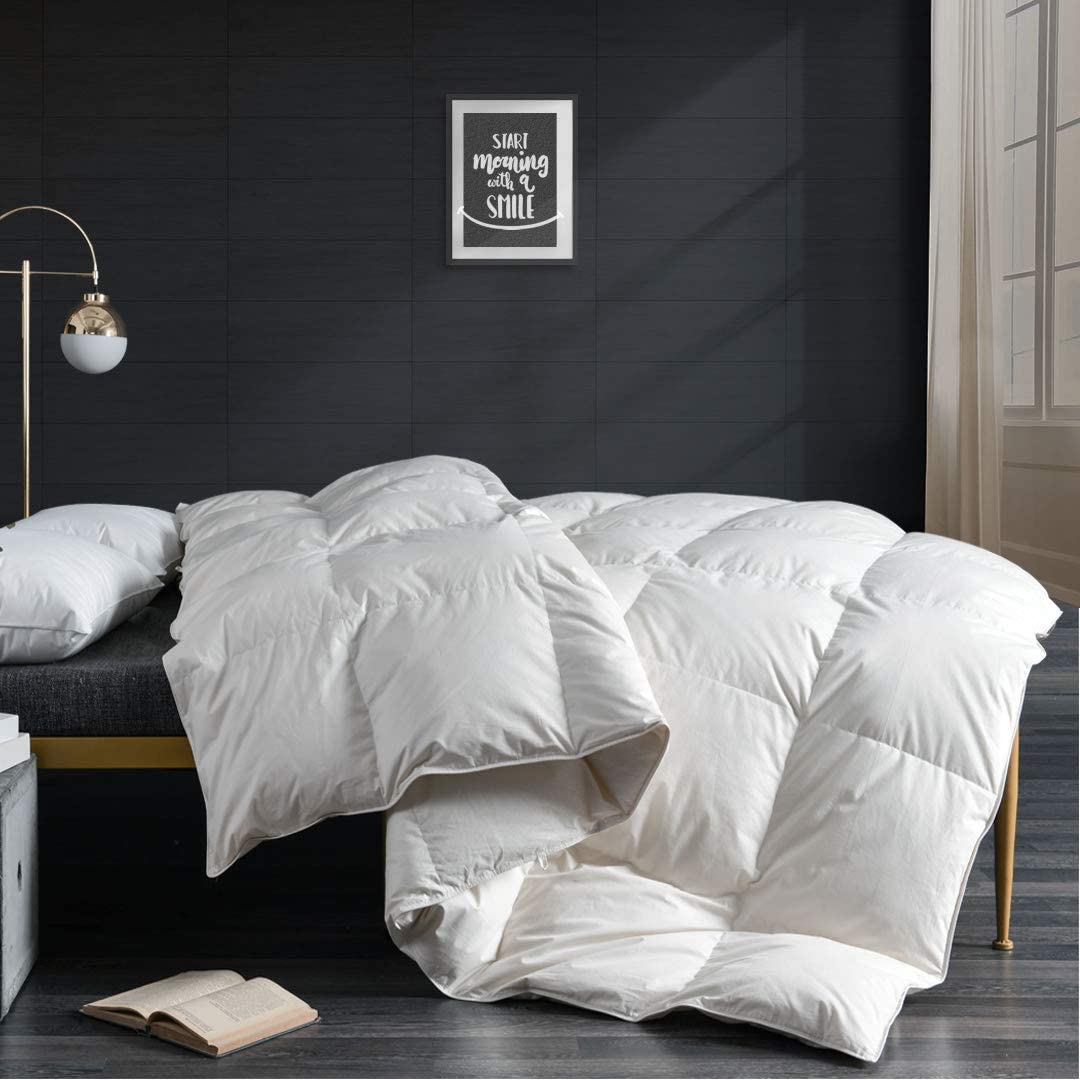 Price:$159.00  Feather Down Comforter Duvet Queen Size, All Seasons Down Duvet -Organic Cotton, 750 Fill-Power 42oz Medium Warm Hotel Comforter Insert, 90x90, Ivory White : Home & Kitchen