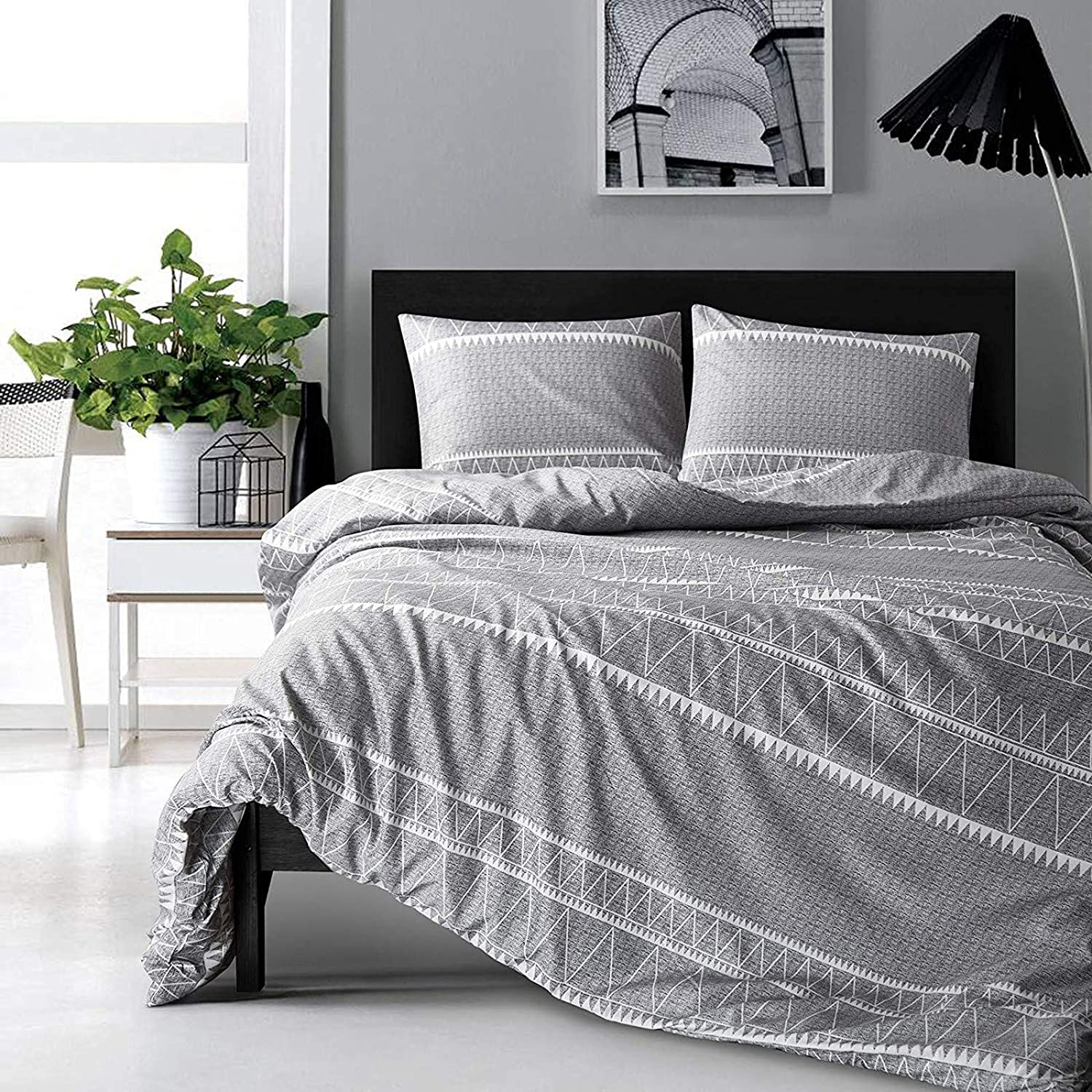 Price:$58.99  Bohemian King Duvet Cover Set Lightweight Soft Grey 3PC Comforter Cover Set Hotel Quality Bedding Set - Oeko-TEX Certificated : Home & Kitchen