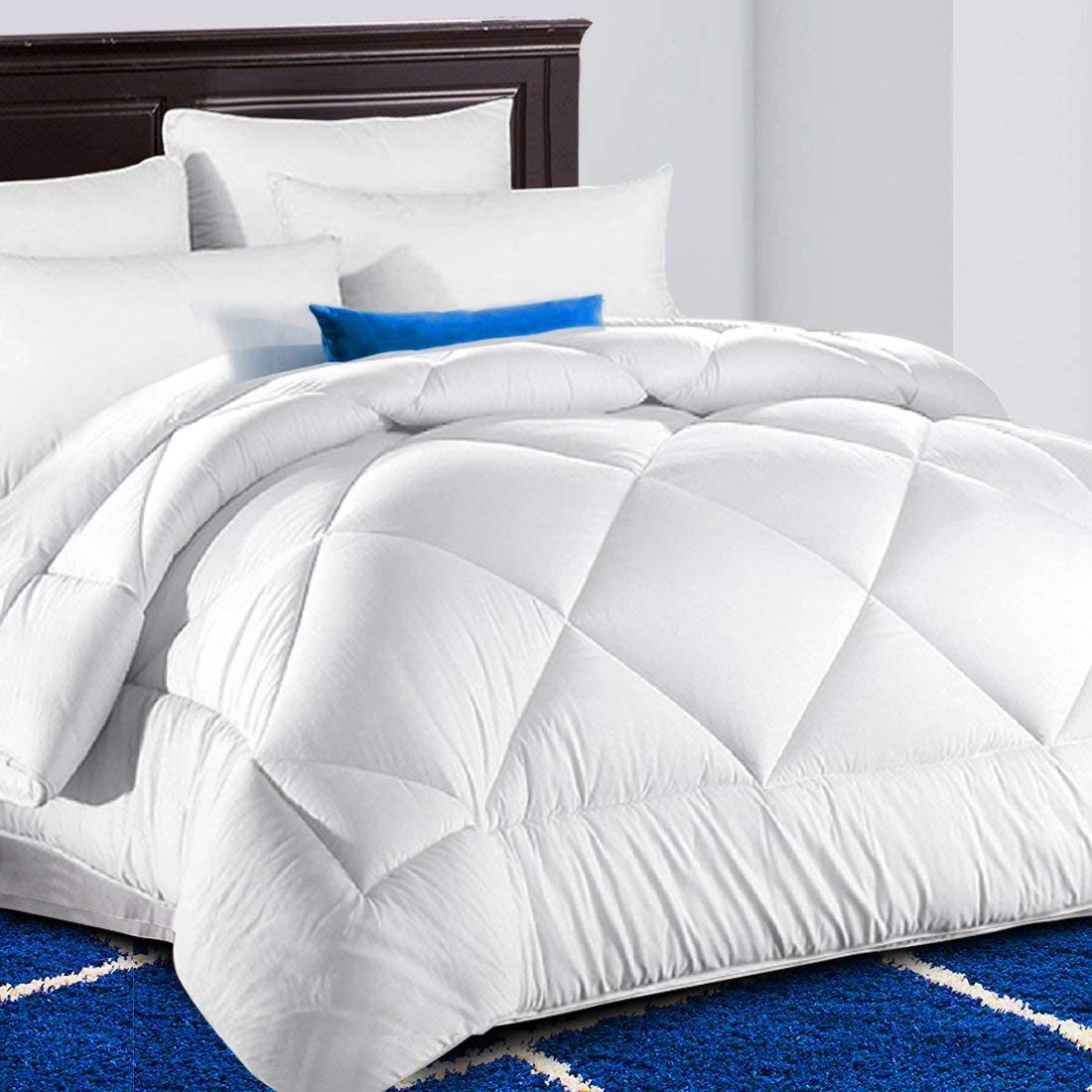 Price:$41.99 TEKAMON All Season Queen Comforter Winter Warm Summer Soft Quilted Down Alternative Duvet Insert Corner Tabs, Machine Washable Fluffy Reversible Collection for Hotel, Snow White : Home & Kitchen