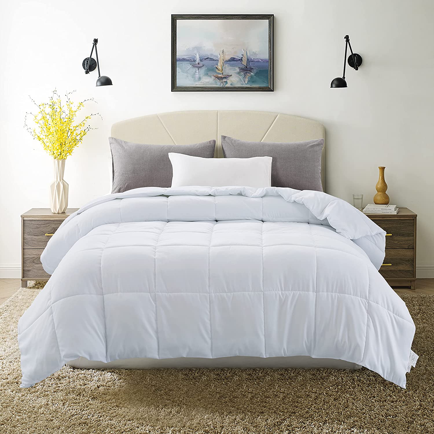 Price:$59.99  Down Alternative Comforter- White Corner Duvet Tabs- Lightweight All Season Duvet Insert-Stand Alone Comforter,King Size(102×90 Inch) : Home & Kitchen