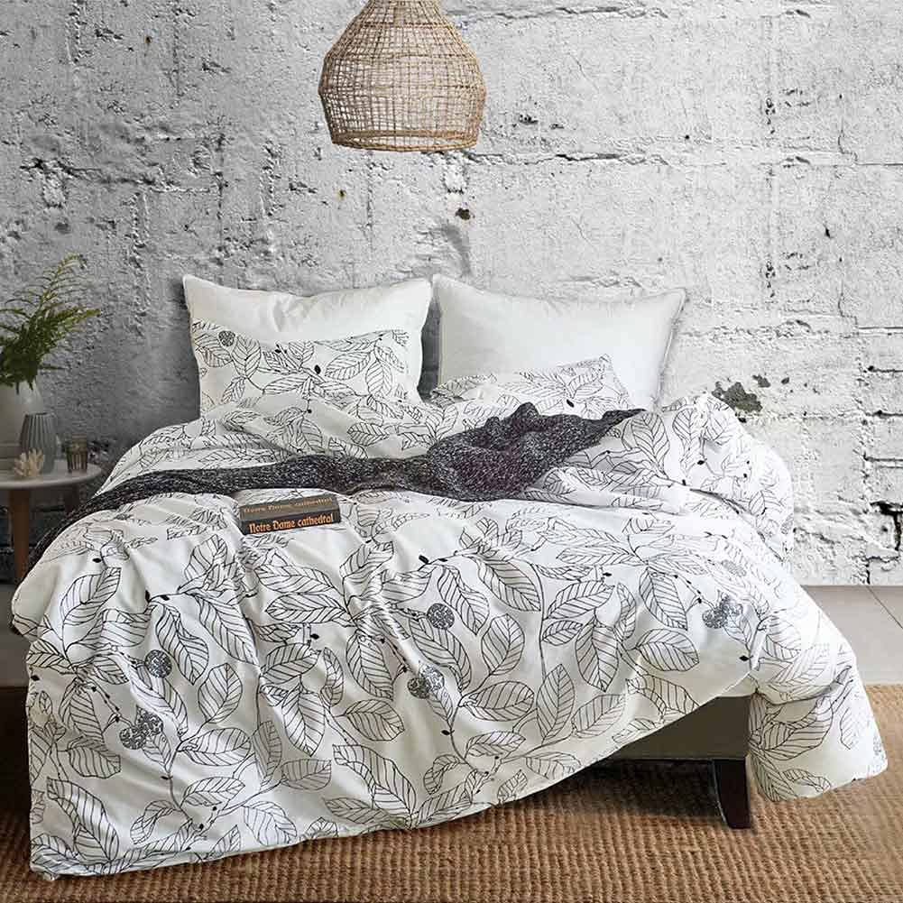 Price:$29.99  Black Duvet Cover Queen Size, 3 Piece Farmhouse Neutral Floral Botanical Leaf Leaves Pattern Printed Microfiber Comforter Cover Set, Soft and Lightweight : Home & Kitchen