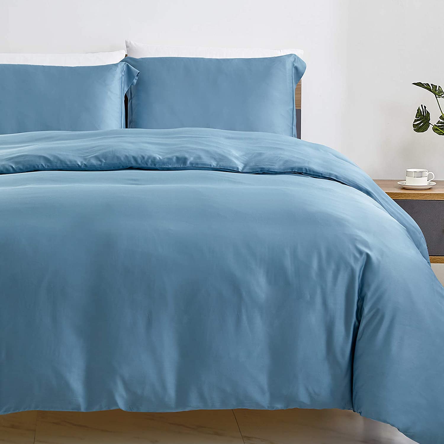 Price:$65.99  100% Organic Bamboo Duvet Cover Set King Size Blue 3PCS 300TC Luxury Comforter Cover 104" x 90", Oeko-Tex Cooling Bamboo Duvet Covers with Zipper Closure and Corner Ties : Home & Kitchen