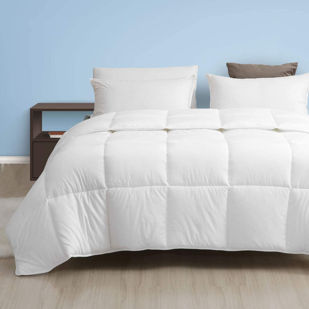 Price:$65.90  Cotton Lightweight Down Alternative Comforter - Soft Plush Responsible Recycled Microfiber Comforter or Duvet Insert, Thin All Season Quilt for Warm Weather/Sleepers (King, White) : Home & Kitchen