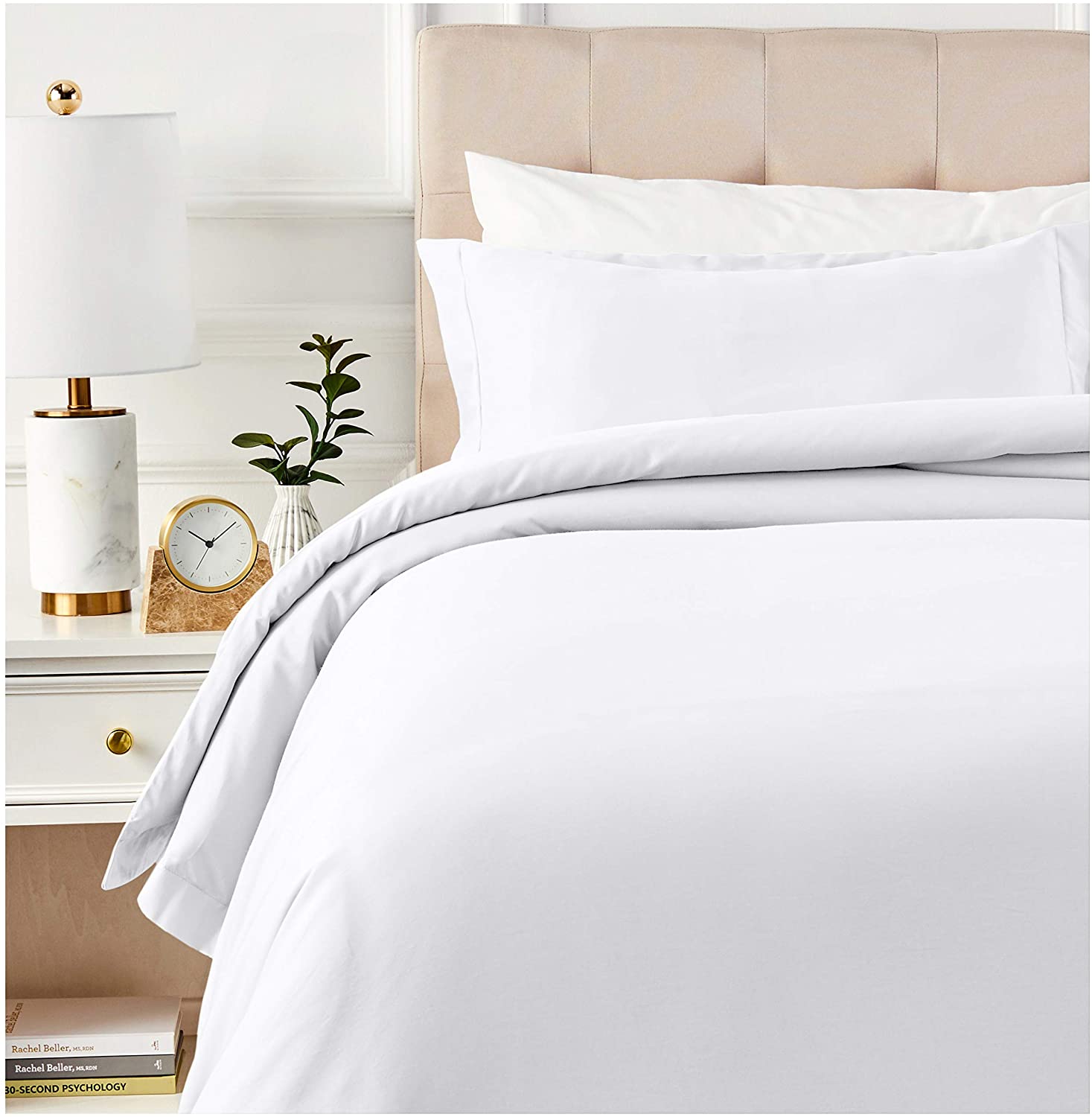 Price:$48.49  Basics 400 Thread Count Cotton Duvet Cover Set with Sateen Finish - Twin, Off-White : Home & Kitchen