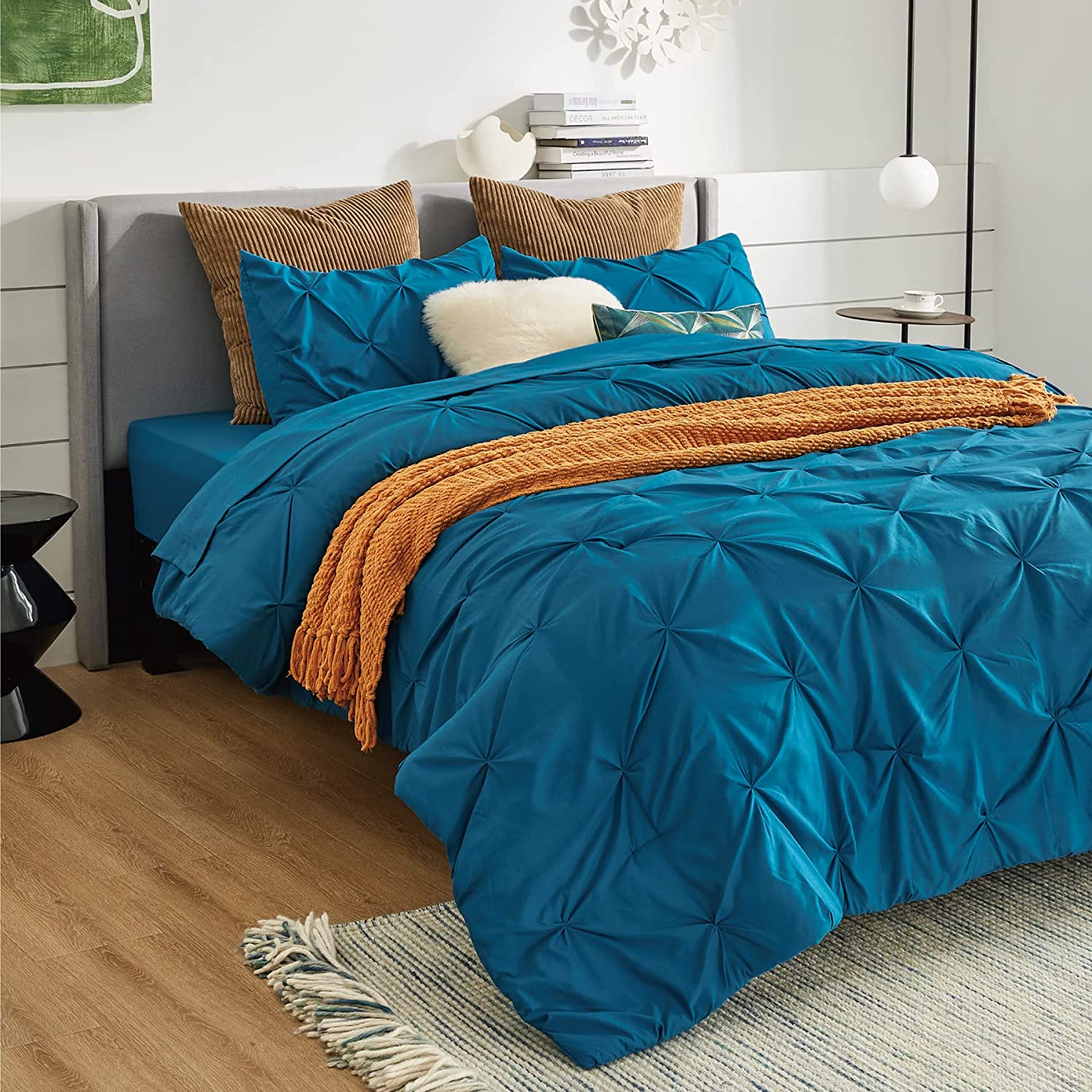 Price:$42.89 Bedsure Teal Duvet Cover Queen Size - Pinch Pleated Queen Size Duvet Cover with Zipper Closure, Microfiber Pintuck Duvet Cover(Teal, Queen) : Home & Kitchen