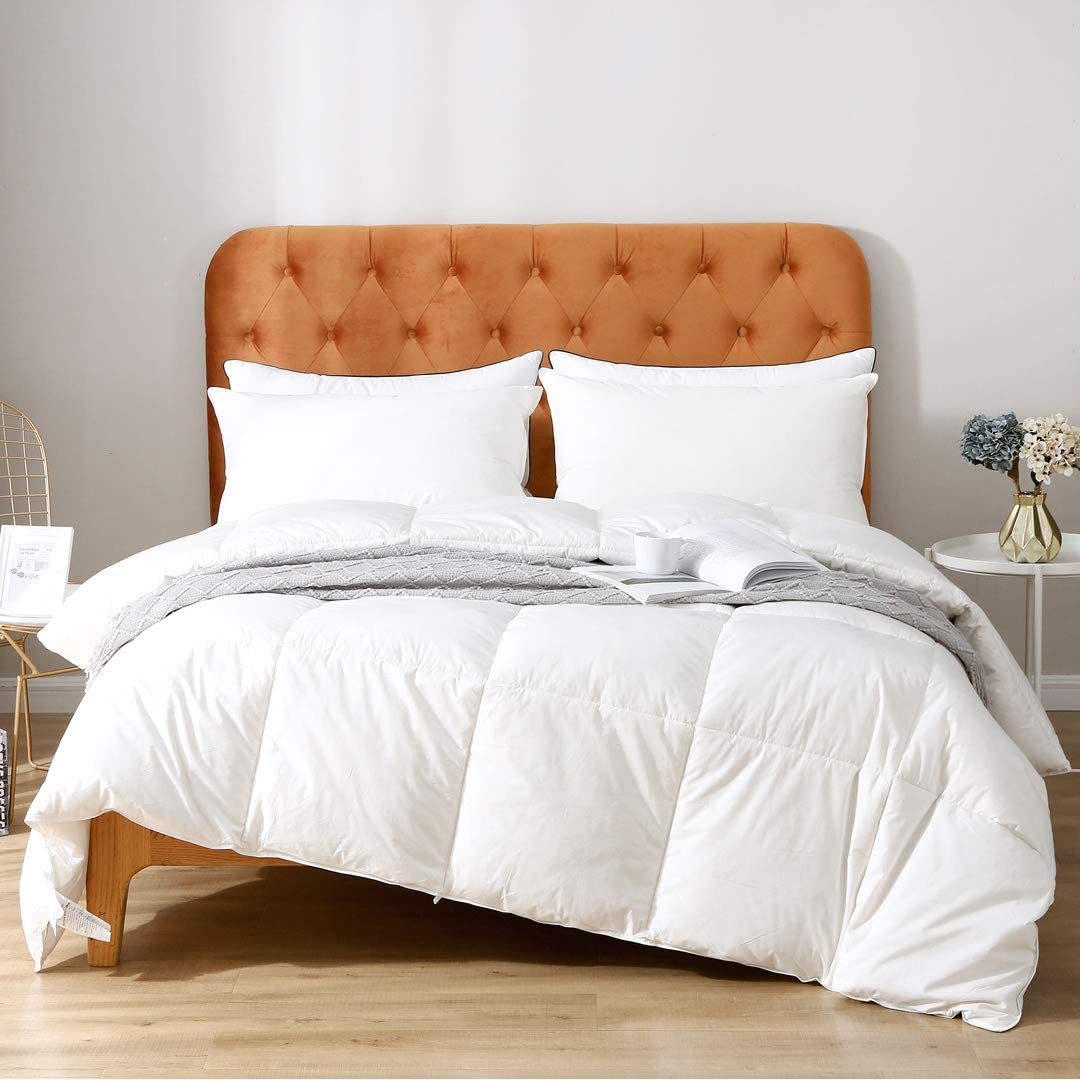Price:$79.90  Feather Down Comforter Queen - 100% Cotton, Medium Warm All Seasons Duvet Insert or Stand-Alone Comforter (90x90,Ivory White) : Home & Kitchen