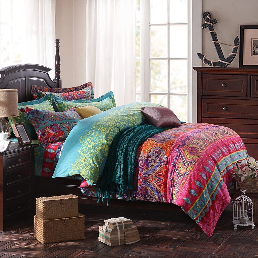 Price:$139.00  Ethnic Style Bedding Sets, Morocco Bedding, American Country Style Bedding, Bohemian Style Bedding, Boho Duvet Cover, Queen King Size (California King) 4Pcs : Home & Kitchen