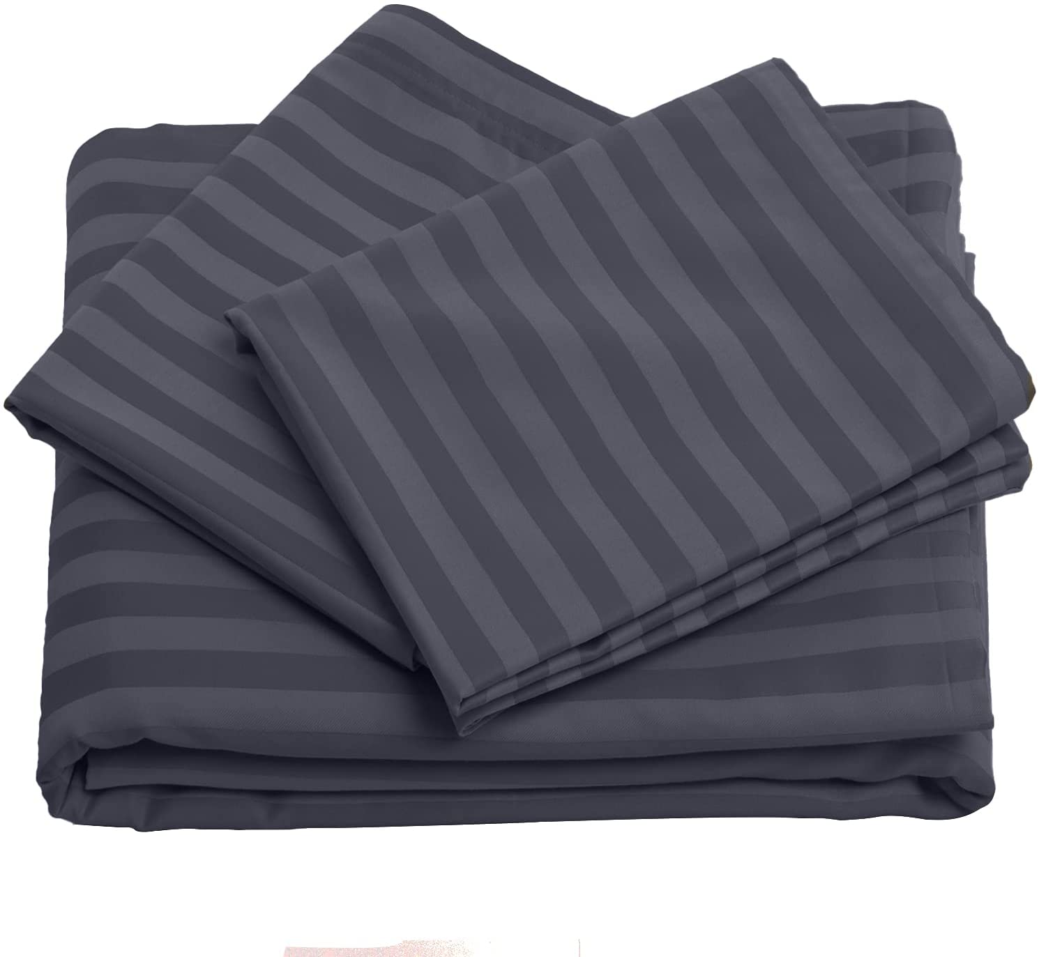 Price:$37.95  Cotton Duvet Cover Set - 3 Piece Bedding Set with 2 Pillow Cases - 500 Thread Count Sateen Weave Damask Striped Comforter Cover Set with Zipper Closure : Home & Kitchen