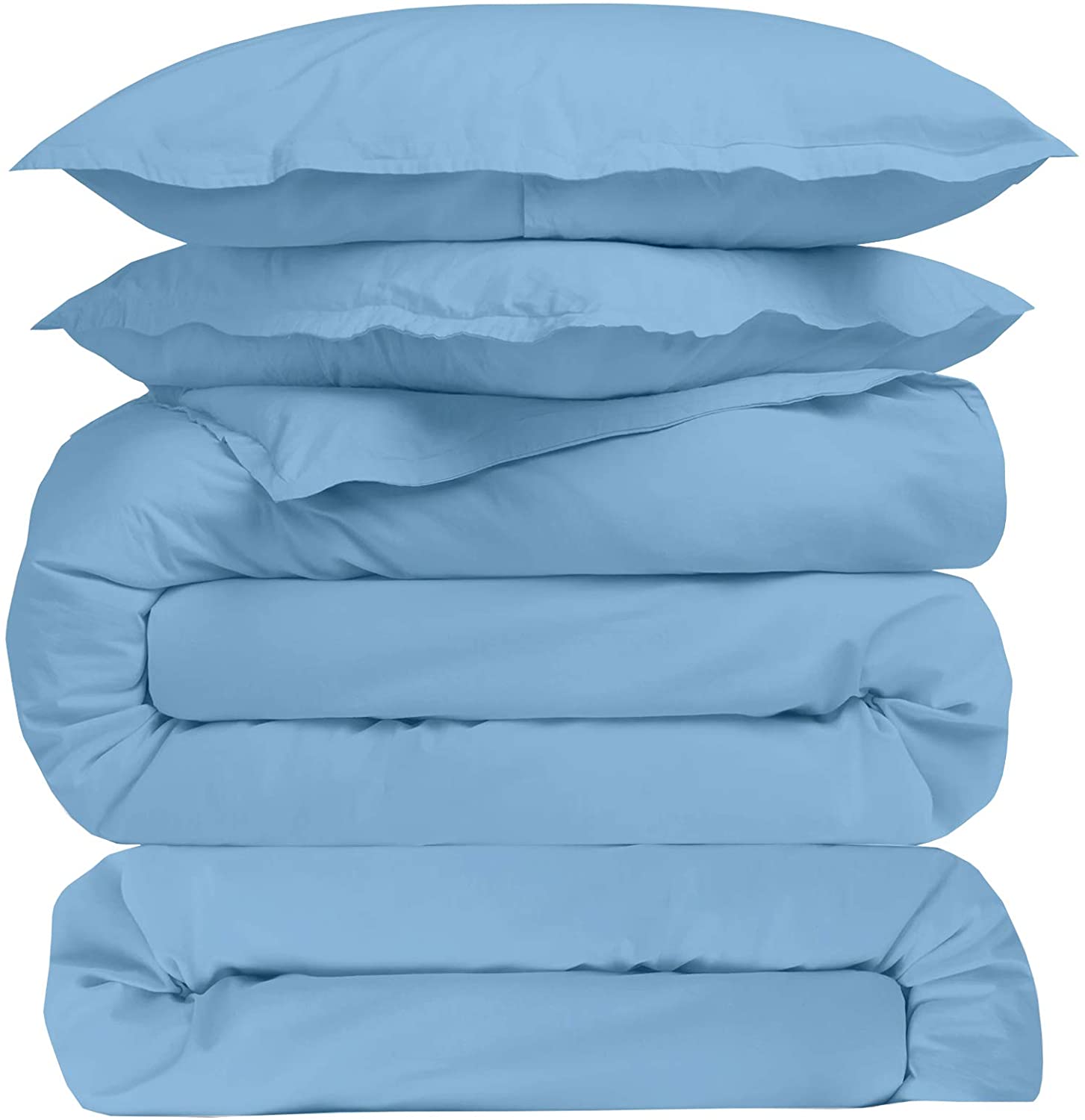 Price:$84.00  Culture 4 Piece Bed in a Bag Set 100% Egyptian Cotton 600 Thread Count Duvet Cover Pillow Shams & Fitted Sheet with Extra Deep Pocket Soft Bedding (Twin, Sky Blue) : Home & Kitchen