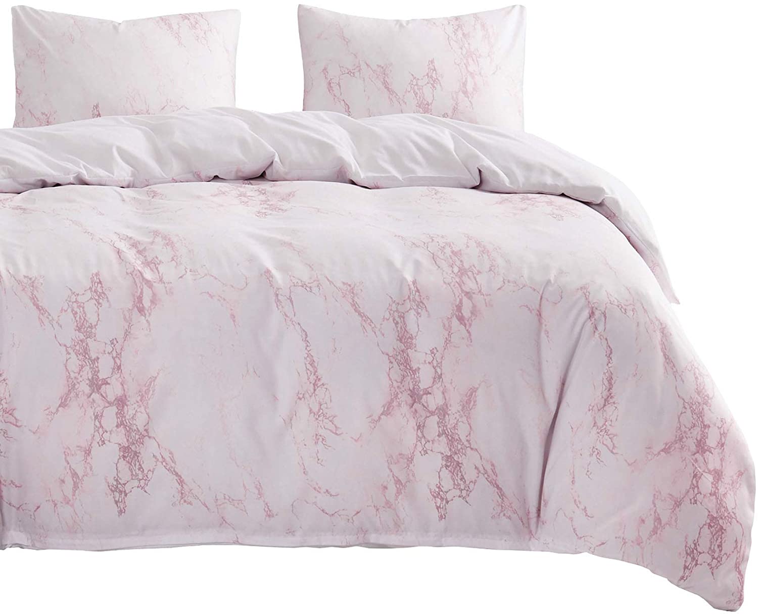 Price:$19.99  In Cloud - Pink Marble Duvet Cover Set, White with Pink Streaks Modern Pattern Printed, Soft Microfiber Bedding (3pcs, Queen Size) : Home & Kitchen