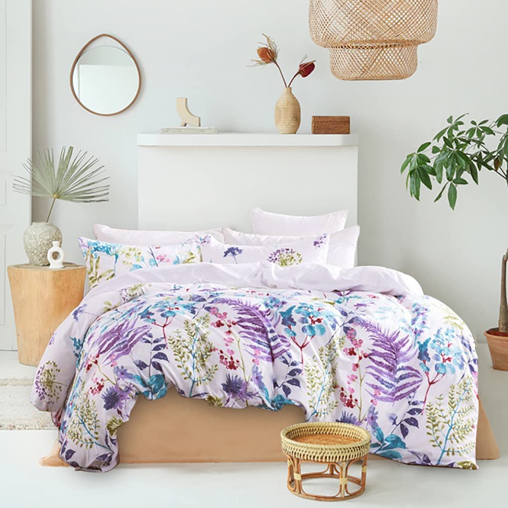 Price:$29.99  Floral Lavender Duvet Cover Bedding Comforter Cover Queen Girls Boho Floral 3 PCS Beddding Set with 1 Duvet Cover and 2 Pillowcases (Queen, Style9 Lavender) : Home & Kitchen