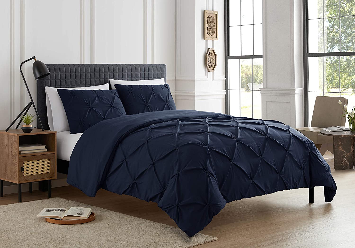 Price:$43.82  Piece Duvet Cover Pintuck Pinch Pleat Design Soft Luxurious All Season Set : Home & Kitchen