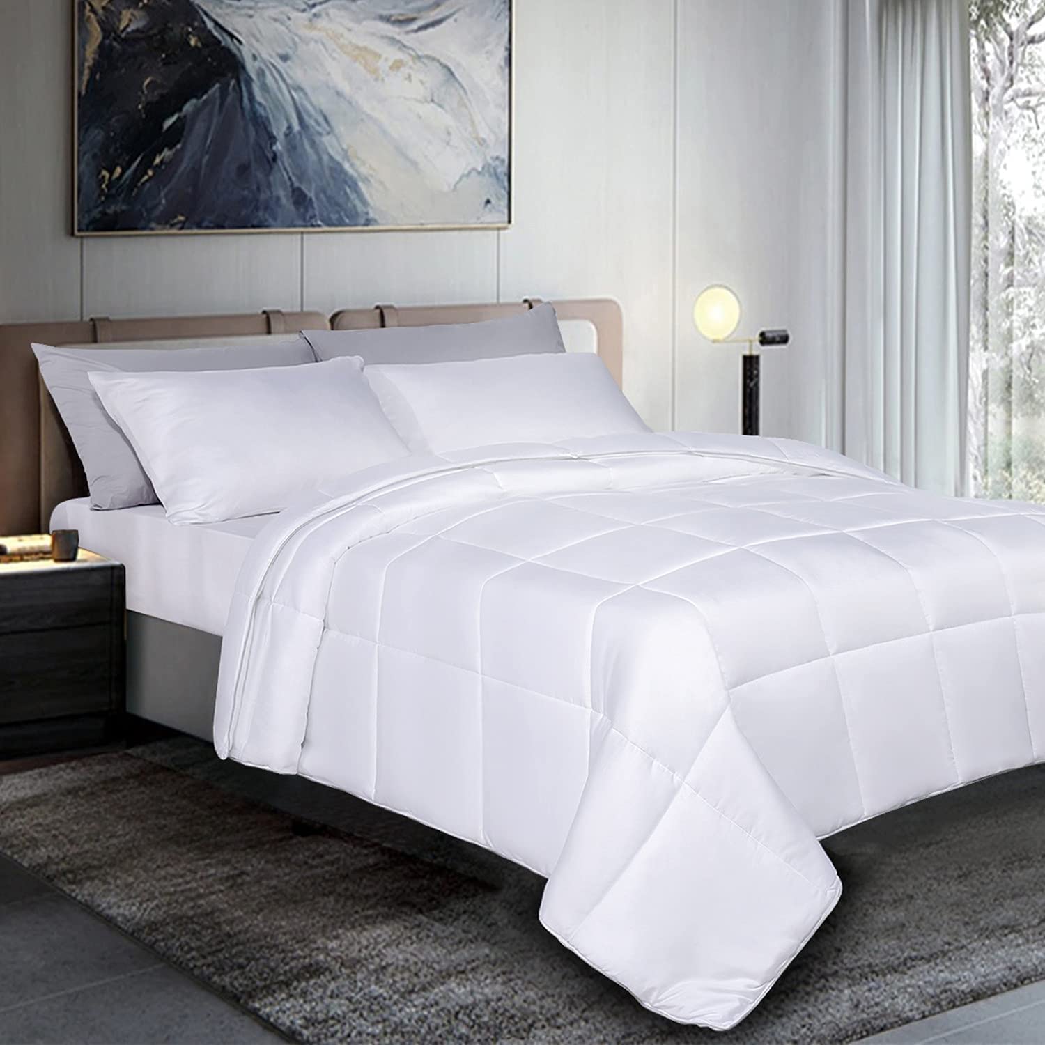 Price:$36.00  Lightweight California King Bamboo Comforter Soft Bamboo-Filled Comforter Summer Cooling Comforter Quilted Down Alternative Comforter Duvet Insert, 8 Corner Ties, Breathable Bed Comforter : Home & Kitchen