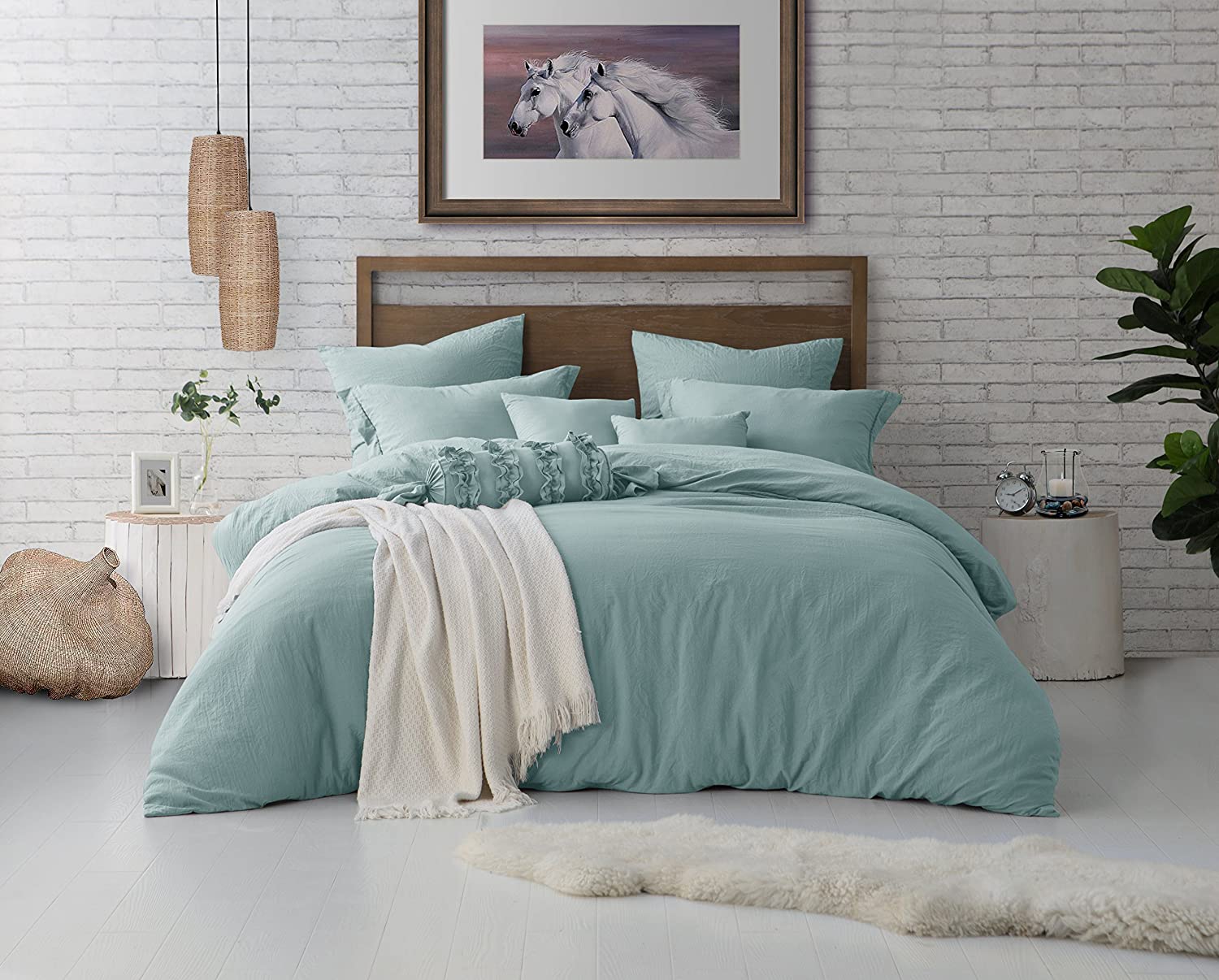 Price:$25.99  Home Microfiber Washed Duvet Cover & Sham Bedding Set, Ultra-Soft, Lightweight & Durable, with Corner Ties & Hidden Zipper – Dusty Mint, Twin/Twin XL (Comforter Not Included) : Home & Kitchen