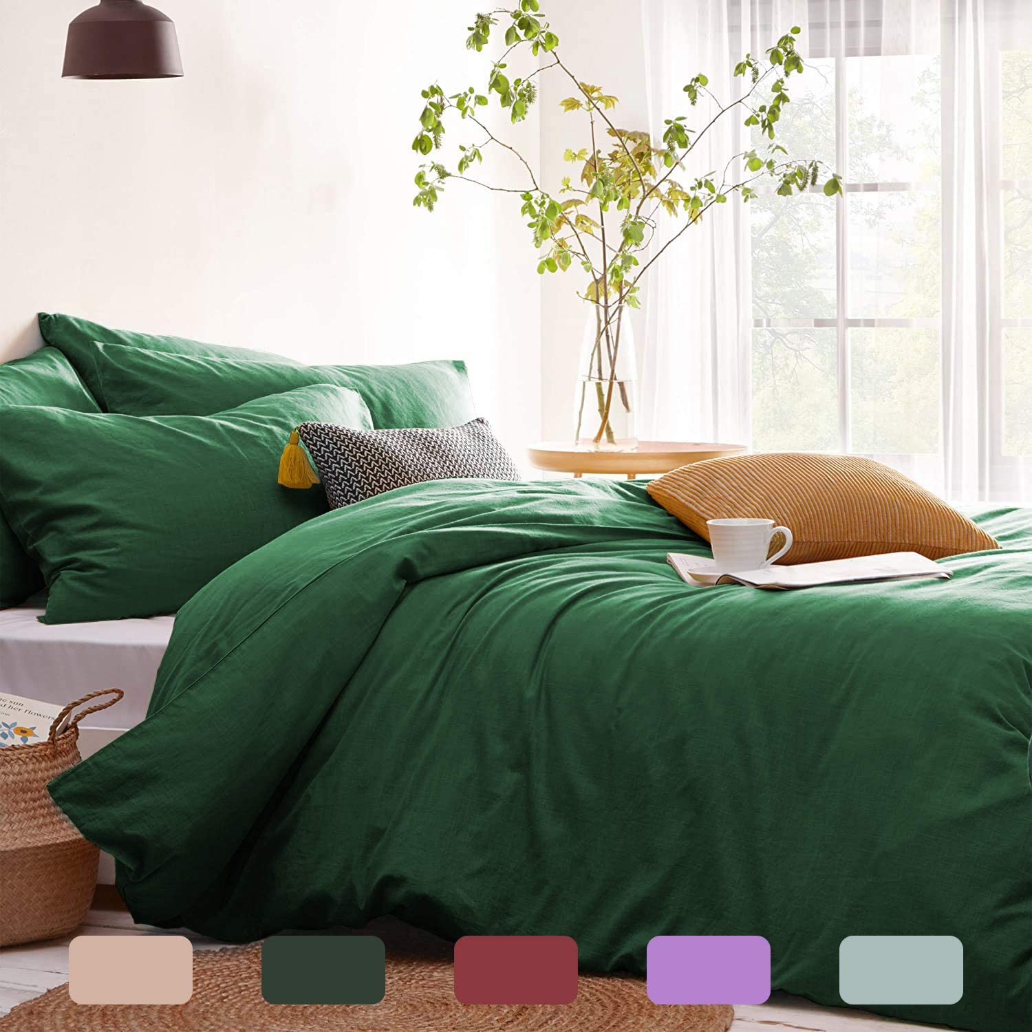 Price:$36.99  Pcs Dark Green Duvet Cover Queen Size 90x90 inches Soft and Comfortable Microfiber Bedding Sets Solid Color Pattern Bedding Duvet Covers with Zipper Closure and 4 Corner Ties (No Comforter) : Everything Else