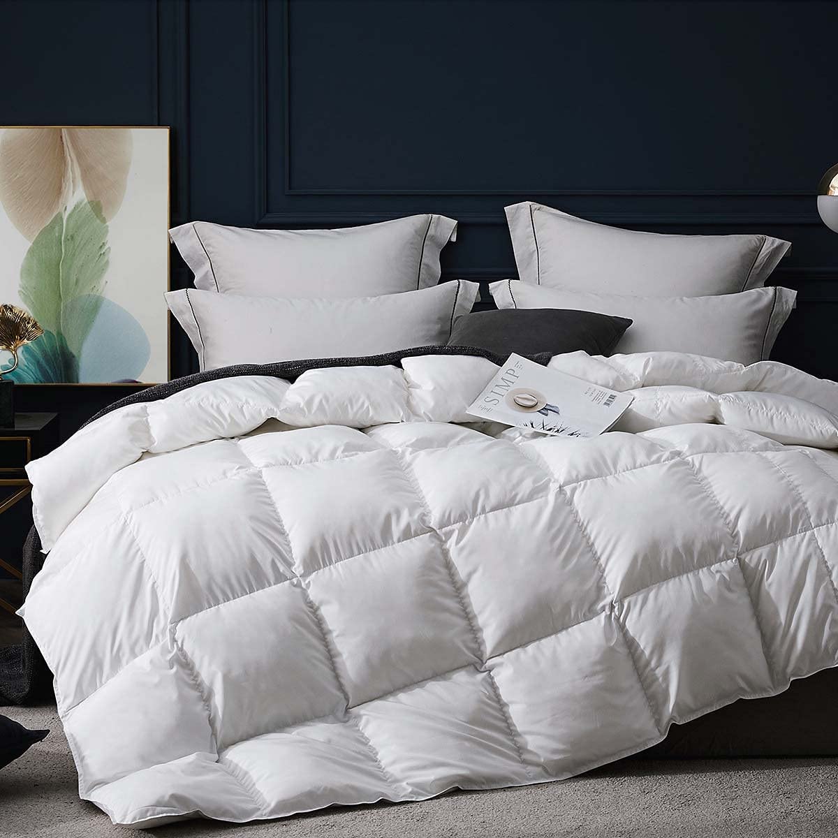 Price:$139.00  All Season White King Size Down Alternative Comforter, Soft Quilted Reversible Duvet Insert with Corner Tabs,106x90 inches : Home & Kitchen