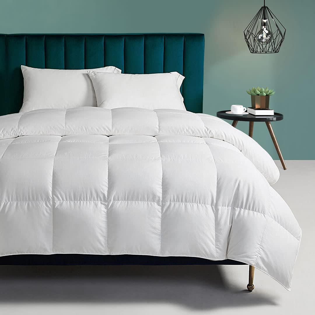 Price:$129.99  All-Season Feather Down Comforter California King Duvet Insert, 100% Cotton, Soft Fluffy Home Collection Goose Feather & Down Comforter with Corner Tabs(104x96, White) : Home & Kitchen