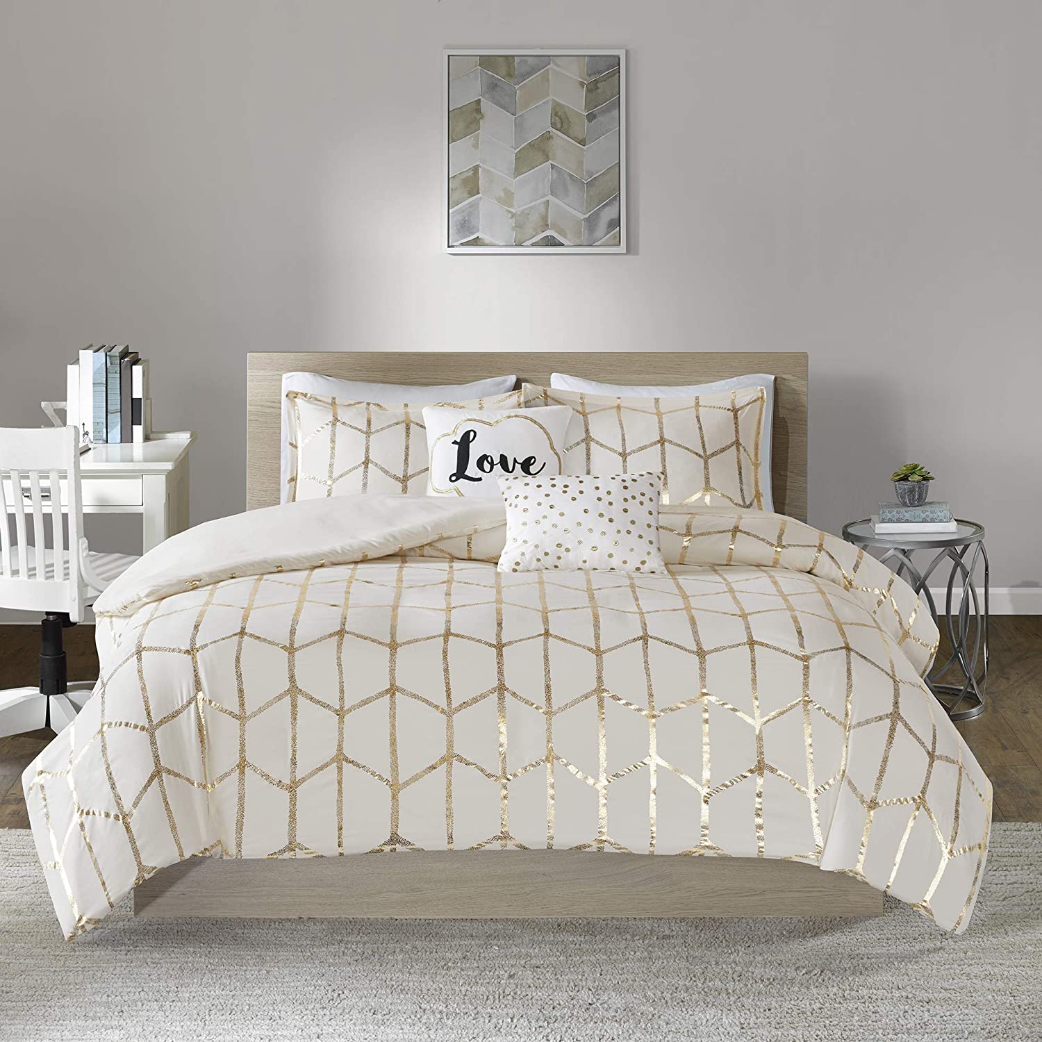 Price:$32.99  Design Raina Duvet Cover Set, Twin/Twin XL, Ivory/Gold : Home & Kitchen