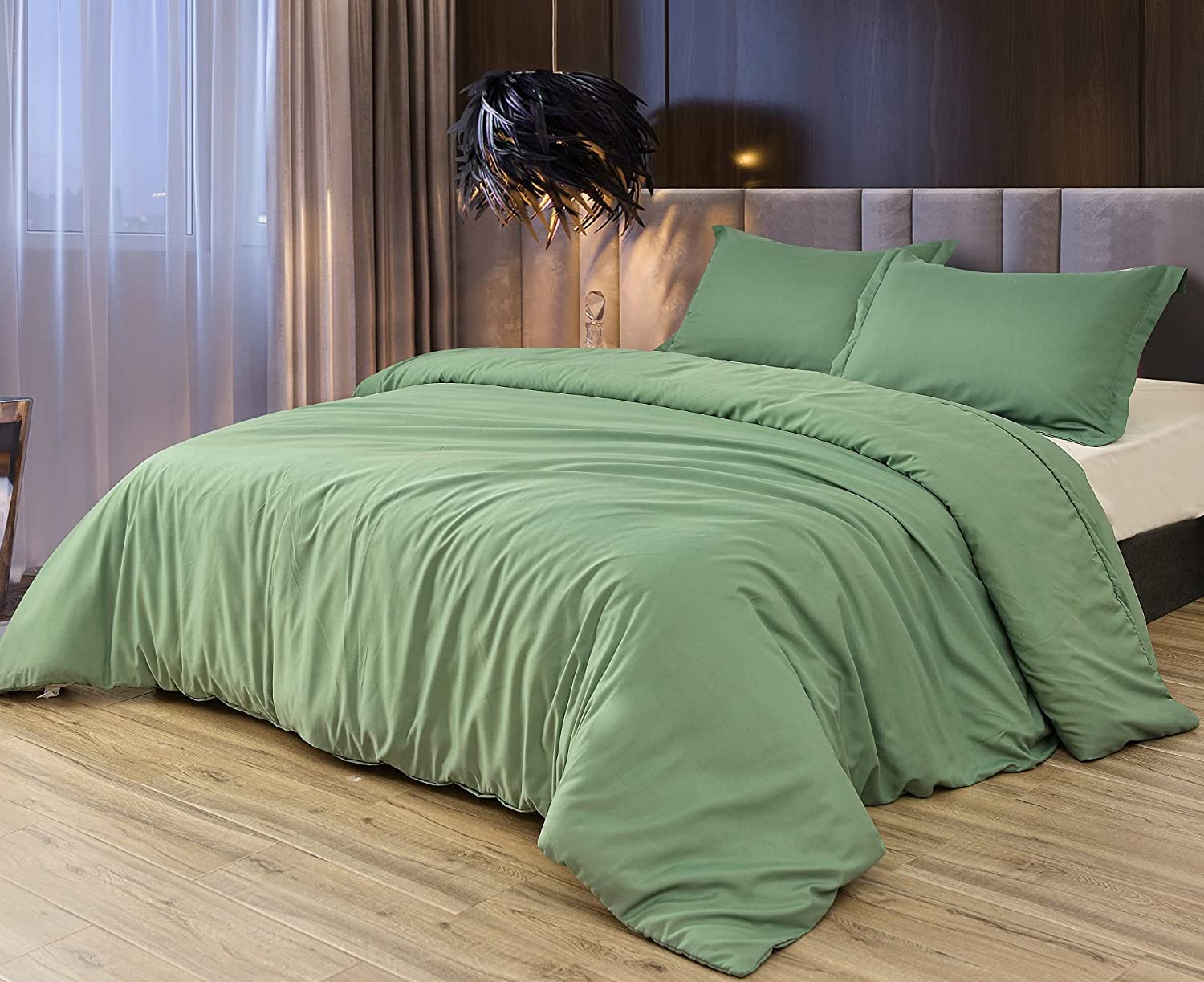 Price:$19.99  Snail Duvet Cover 2 Piece Set, Ultra Soft Double Brushed Microfiber Comforter Cover with Zipper Closure and Corner Ties, Twin, Green : Home & Kitchen