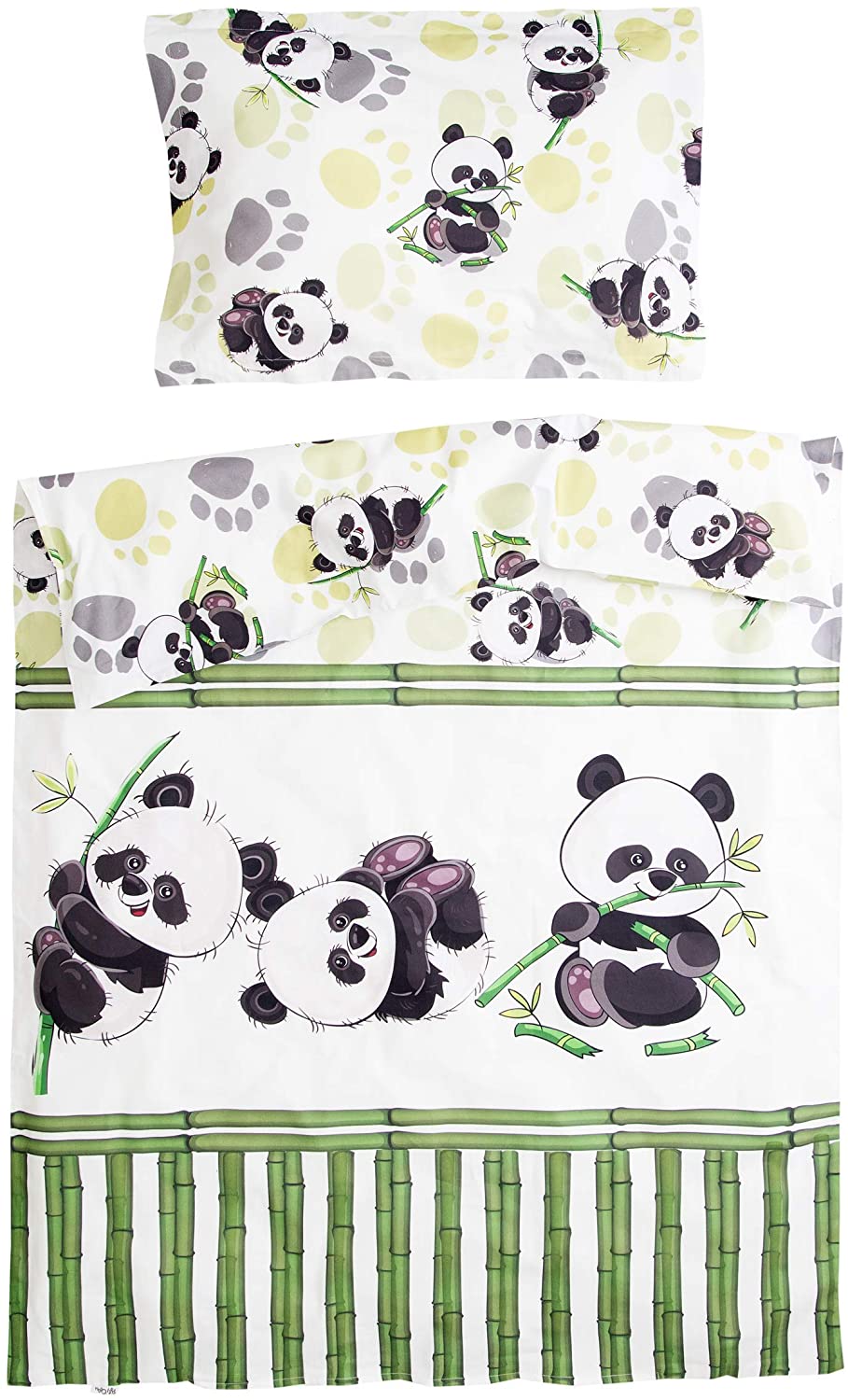 Price:$34.86  Panda – Pati'Chou Baby Toddler 100% Cotton (Duvet Cover 47"x 59" & Pillow Case 16"x 23") Nursery Bedding Set : Baby