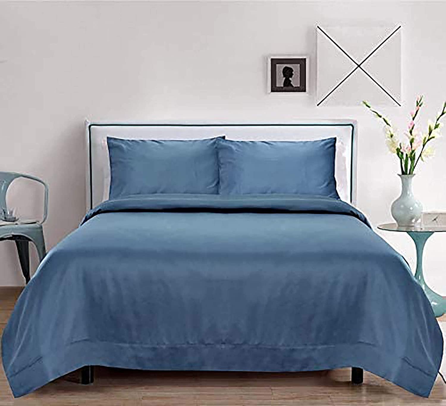 Price:$89.99  Tencel Lyocell Duvet Cover Set with Zipper Closure & Corner Ties 90x106 Inches - Softest Cooling Eucalyptus Bedding (King , Bahamas Blue) : Home & Kitchen
