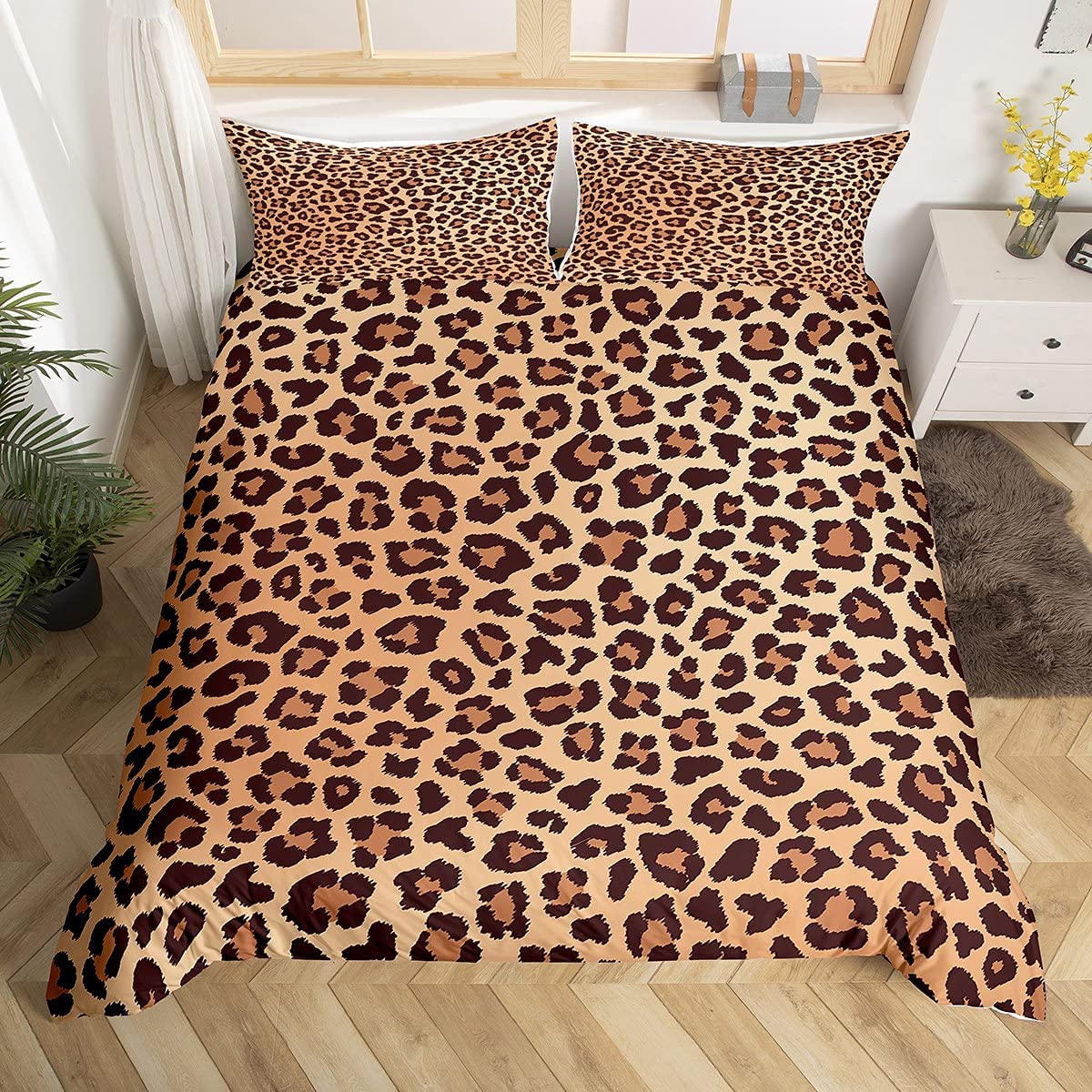 Price:$39.00  Comforter Cover Twin Brown Cheetah Printed Bedding Set for Adult Women Girls Teens Wild Animal Pattern Duvet Cover Soft Brushed Microfiber Hotel Quality Bedding Collection with Zipper Closure : Home & Kitchen