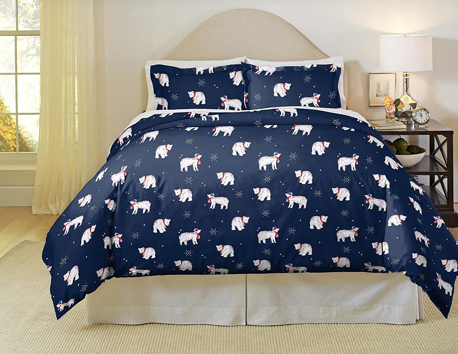 Price:$48.89  180 GSM Cotton Flannel Duvet Set - Twin / Twin XL, Snow Bear : Home & Kitchen