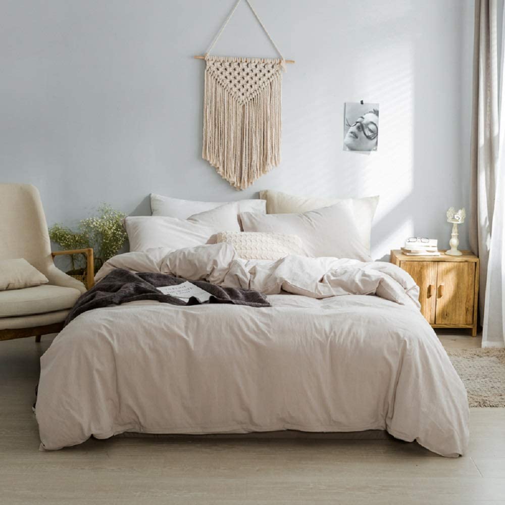 Price:$62.99  Duvet Cover, 100% Yarn Dyed Washed Cotton 3 Pieces Bedding Set, Solid Color Casual Simple Style Chambray Duvet Cover, Luxury Relaxed Soft Feel Natural Wrinkled Comfy Easy Care (, Queen) : Everything Else