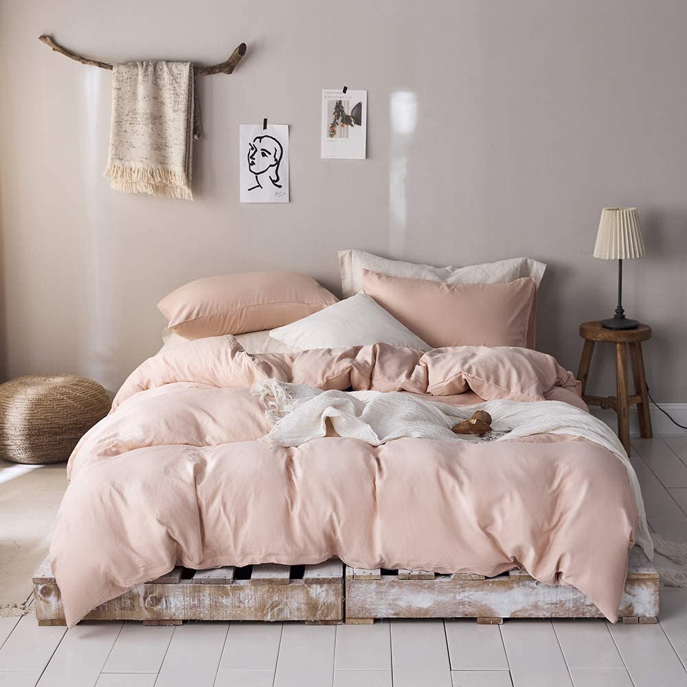 Price:$42.98  Girls Queen Duvet Cover Blush Pink Aesthetic Bedding Sets Queen Pink Comforter Cover Queen Size Hotel Microfiber Bedding Lightweight Summer Comforter Durable Full Size : Home & Kitchen