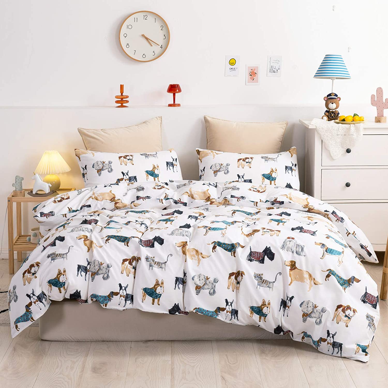 Price:$39.99  Twin Duvet Cover for Kids Cartoon 100% Cotton Kids' Duvet Cover Sets Dog Patterned Duvet Cover Ultra Soft Breathable Cute Toddler Duvet Cover Bedding Set 3Pcs Zipper Closure Boys Girls Teens : Home & Kitchen