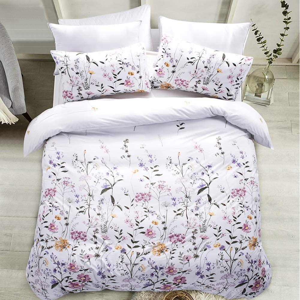 Price:$36.99  Floral Duvet Cover Set Kids Soft White Comforter Cover Set 2 Pieces Bedding Sets (Floral Twin) : Home & Kitchen