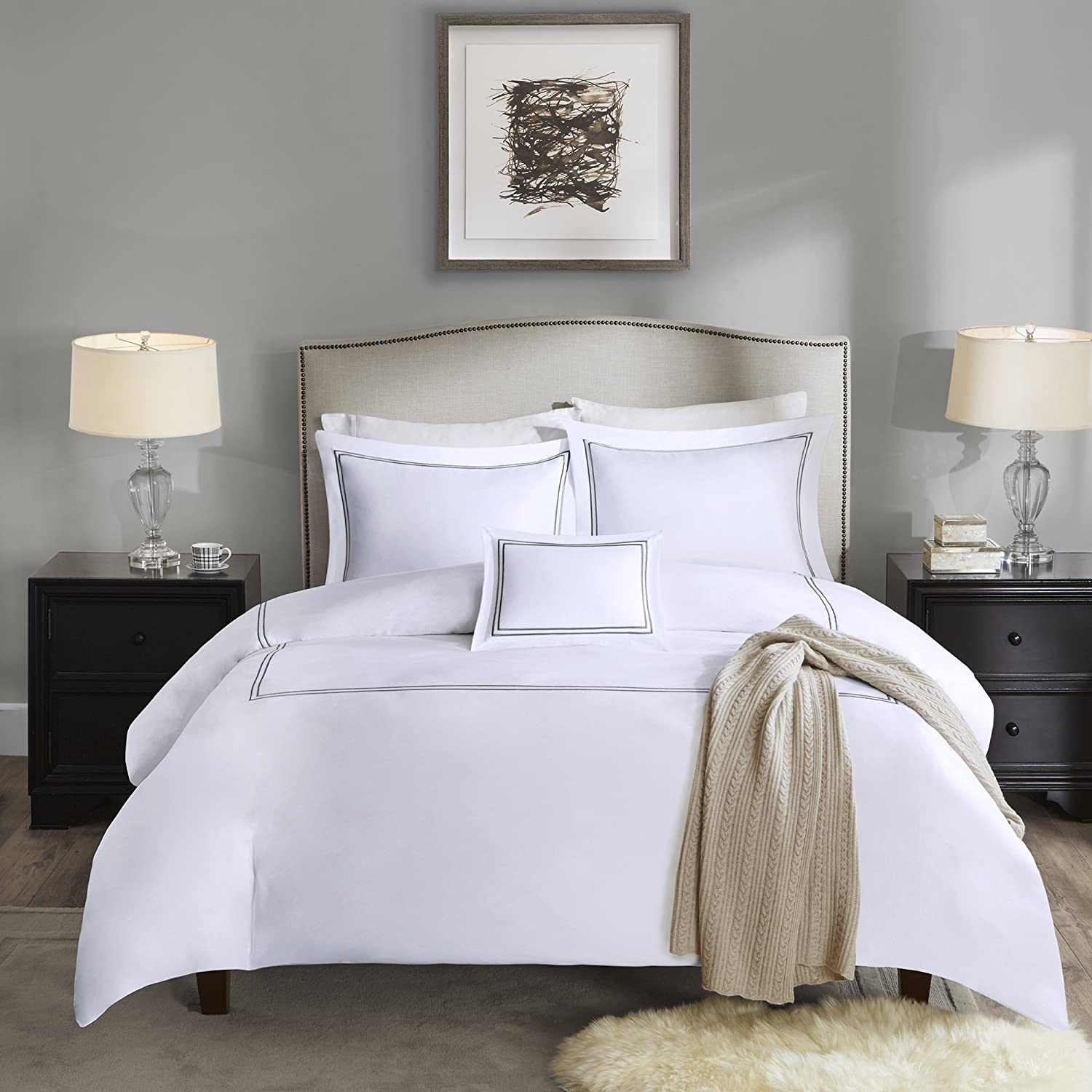 Price:$198.99  PARK SIGNATURE Down 1000-Thread Count Duvet Cover Set, King, Grey : Home & Kitchen