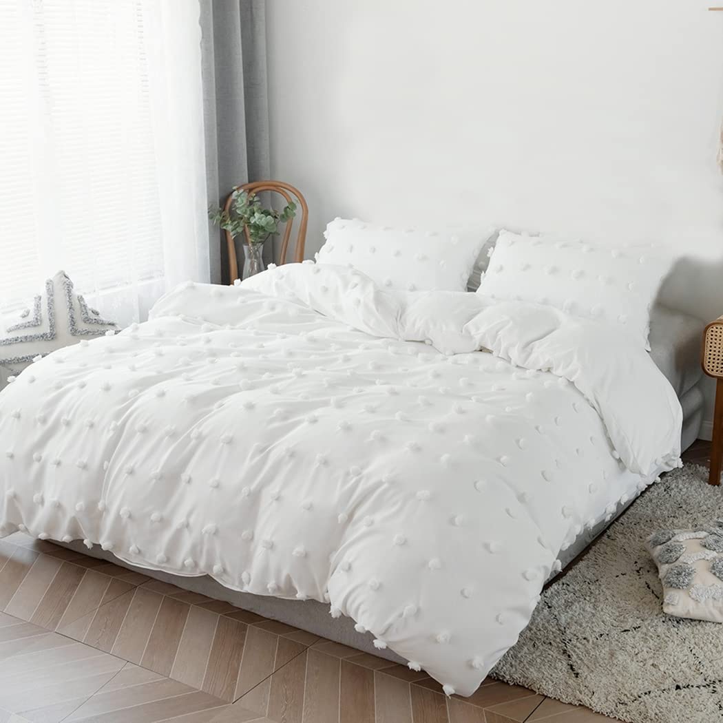 Price:$50.99  Dots Duvet Cover White King Size 3 Piece Set – Washed Microfiber Duvet Cover Set with Zipper Closure, 1 Duvet Cover 102x90 inches and 2 Pillow Shams (King, White) : Home & Kitchen