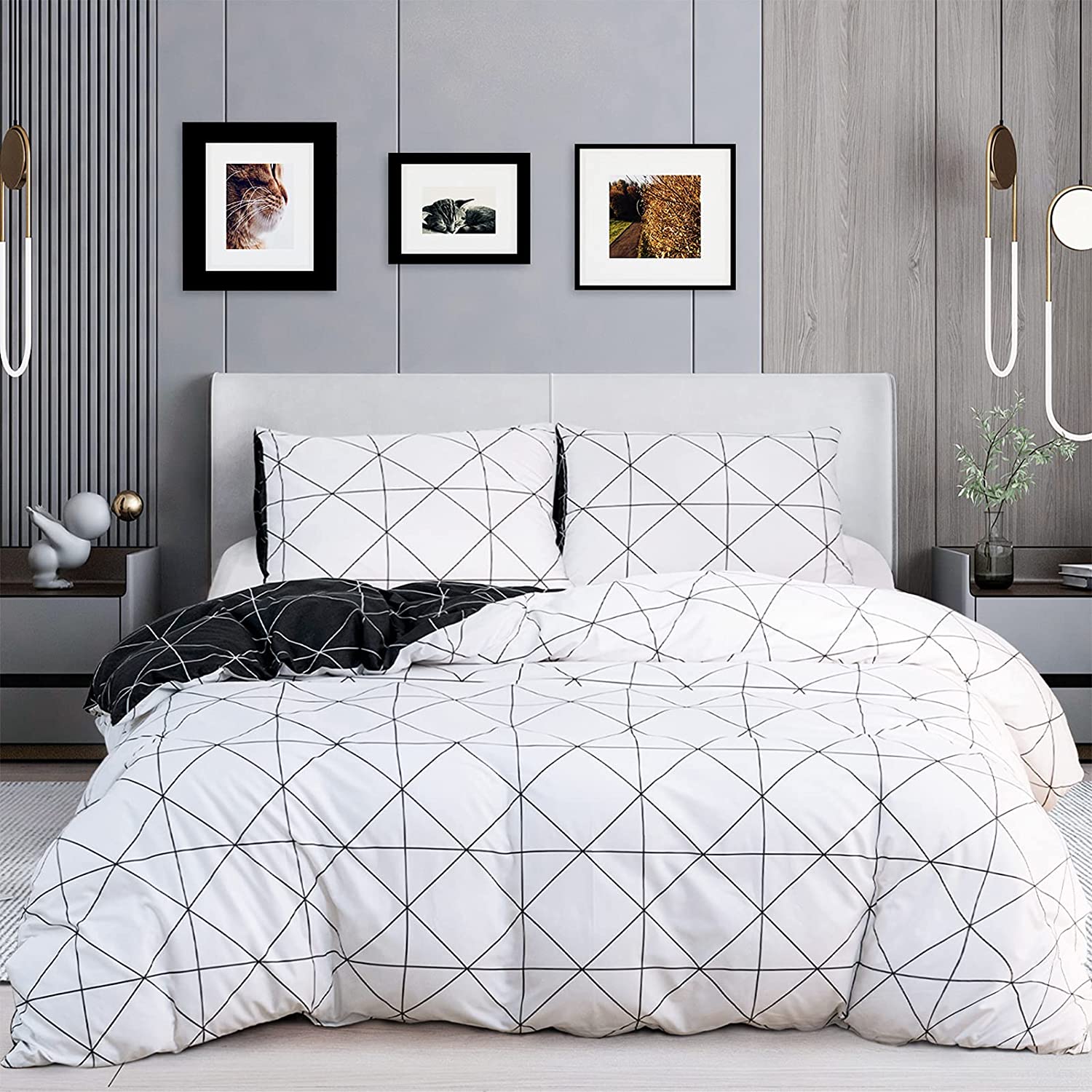 Price:$17.99  Duvet Cover Twin Size 2Pcs Bedding Duvet Covers Set Plaid Comforter Covers Sets Bedding Cover White Duvet Cover for Twin Bed Comforter Cover Reversible and Breathable Bedding Covers Sets : Home & Kitchen