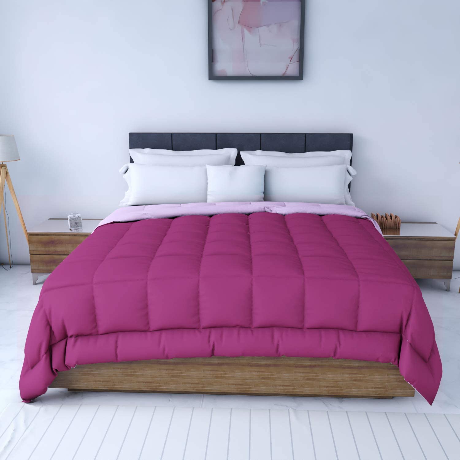 Price:$48.49  uard Premium Microfibre Comforter Luxury All Season Comforter 200 GSM Plush Alternative Comforter Duvet Insert with 6 Built in Corner | Fluffy Lightweight Reversible | King, Deep Orchid/Pink : Home & Kitchen