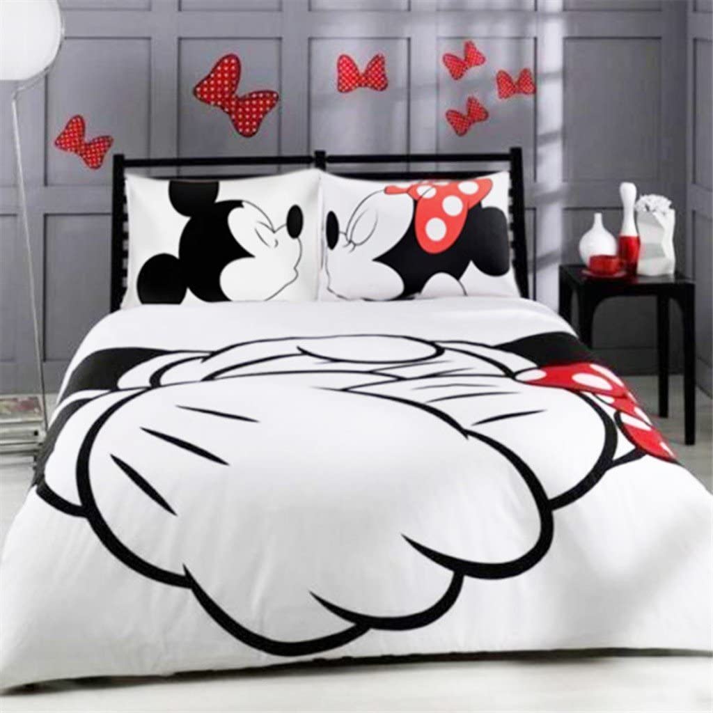 Price:$61.99  Homie Microfiber Reversible Printing Mickey Mouse Couples Duvet Cover 3PCS Bedding Set with Zipper Closure - Ultra Soft, Hypoallergenic and Wrinkle&Fade Resistant, Queen : Home & Kitchen