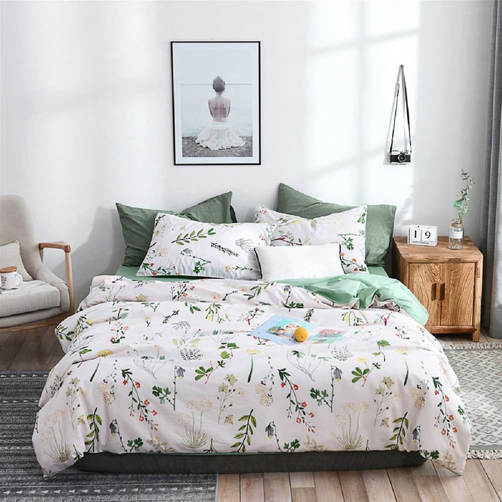 Price:$52.90  Duvet Cover Queen, Botanical Bedding Set, Red Yellow Flowers and Green Leaves Pattern Printed, 3 Pieces Soft Breathable Cotton Comforter Cover with Zipper Closure Corner Ties, No Comforter : Home & Kitchen