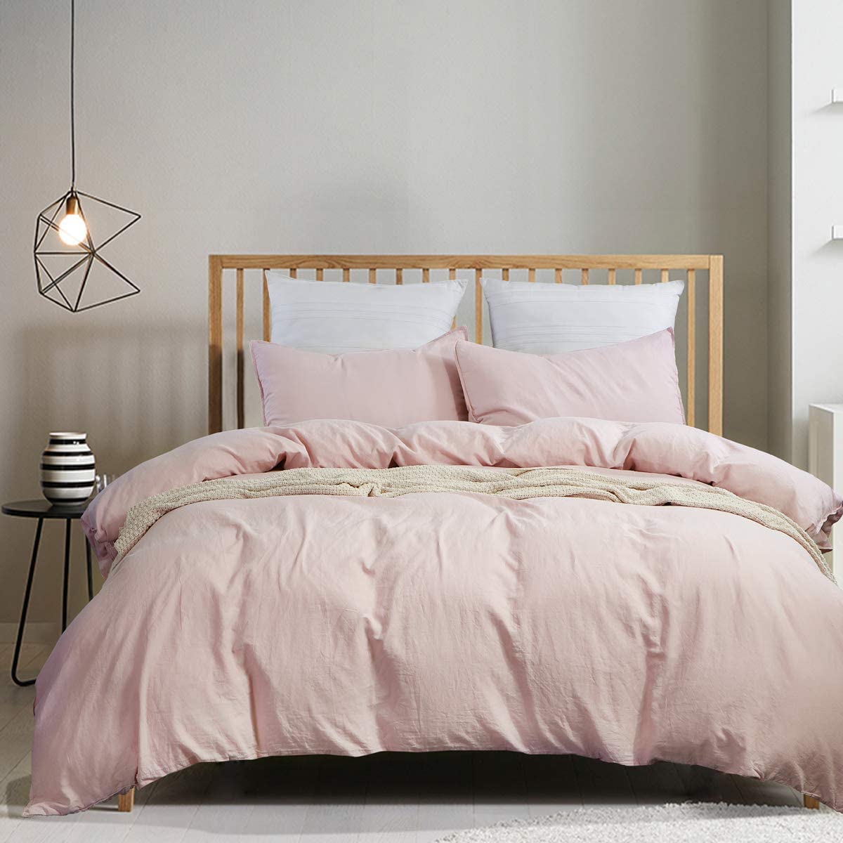 Price:$45.99  LOVE LIFE URY 3 Pieces Pink Mocha Linen Look Duvet Cover Set | 100% Washed Cotton | 1 Duvet Cover Set and 2 Pillow Shams | Queen Size (88"x92") | Lightweight and Ultra Soft (Sepia Rose) : Home & Kitchen