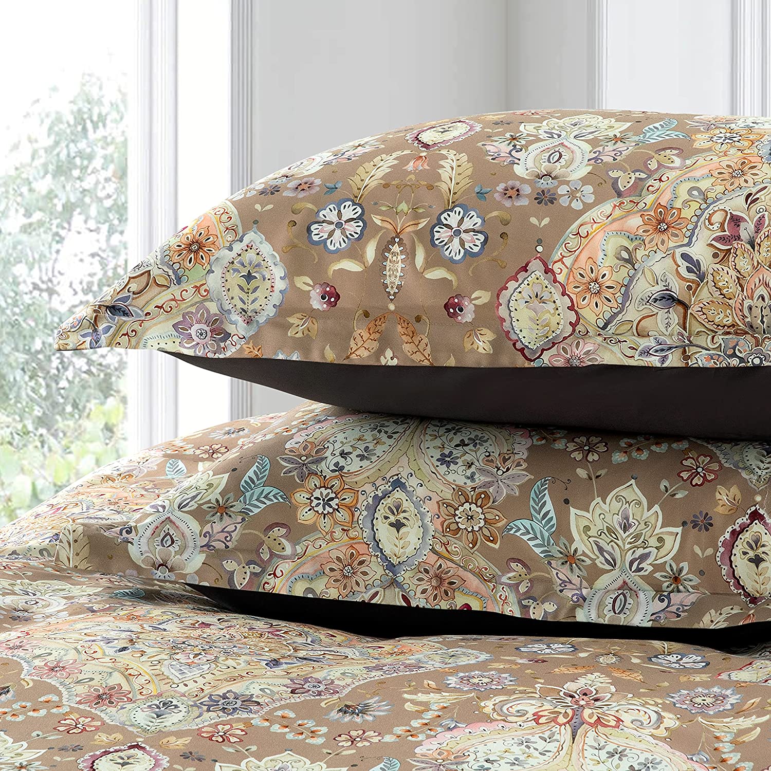 Price:$98.80  Paisley Medallion Duvet Cover Set Traditional Antique Rug Vintage Damask Bohemian Pattern Bedding Elegant Boteh Tapestry Egyptian Cotton (Tan, Queen) : Home & Kitchen