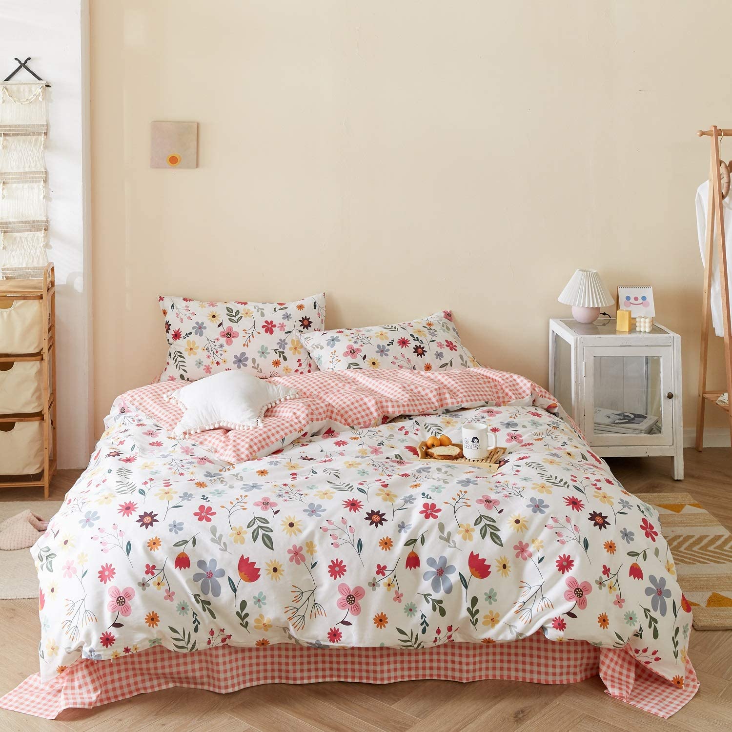 Price:$42.99  Cotton Duvet Cover Twin, 100% Cotton 3 pcs  Bedding Set, Reversible Comforter Cover Twin Ultra Soft Garden Fresh Gorgeous Botanical Duvet Cover, with Zipper Closure (NO Comforter) : Everything Else
